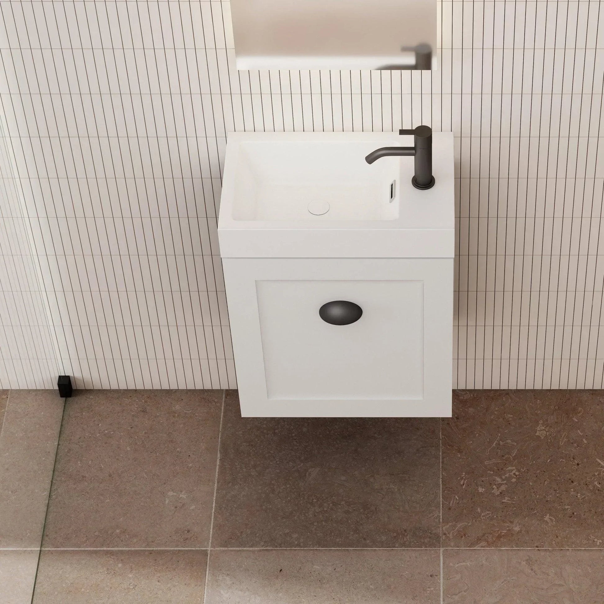 Milano Ferderation 460mm Small Space Vanity - Ideal Bathroom CentreFEDE4625WHL-MWMatte WhiteWall HungLeft Hand Hinge