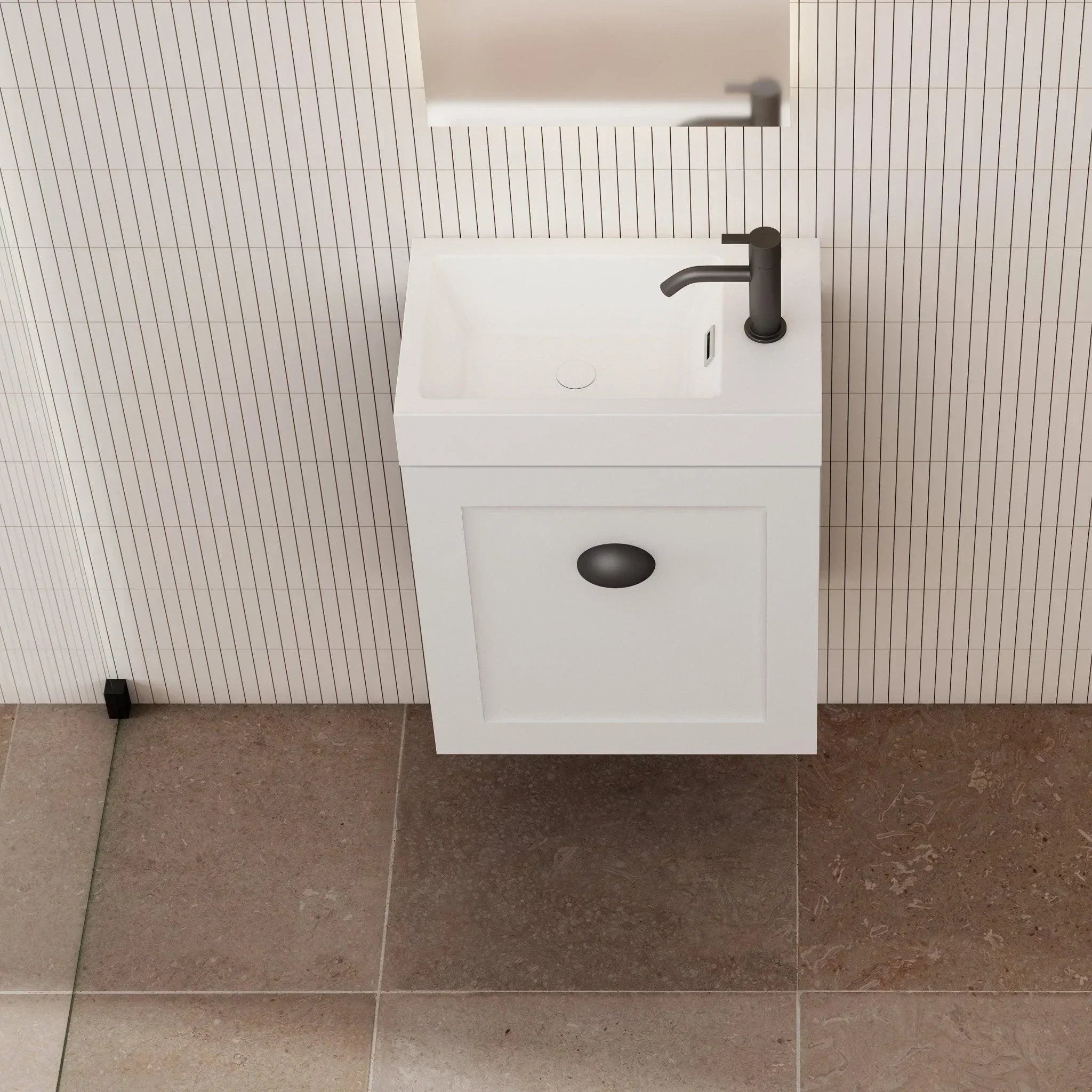 Milano Ferderation 460mm Small Space Vanity - Ideal Bathroom CentreFEDE4625WHL-MWMatte WhiteWall HungLeft Hand Hinge