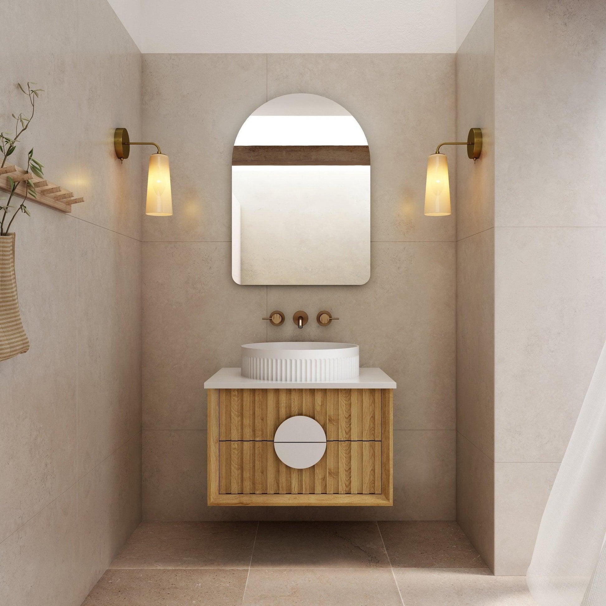 Milano Flow All-Drawer Wall Hung Vanity Natural Oak - Ideal Bathroom CentreFL600N-ALLDRAWER600mmCentre Bowl