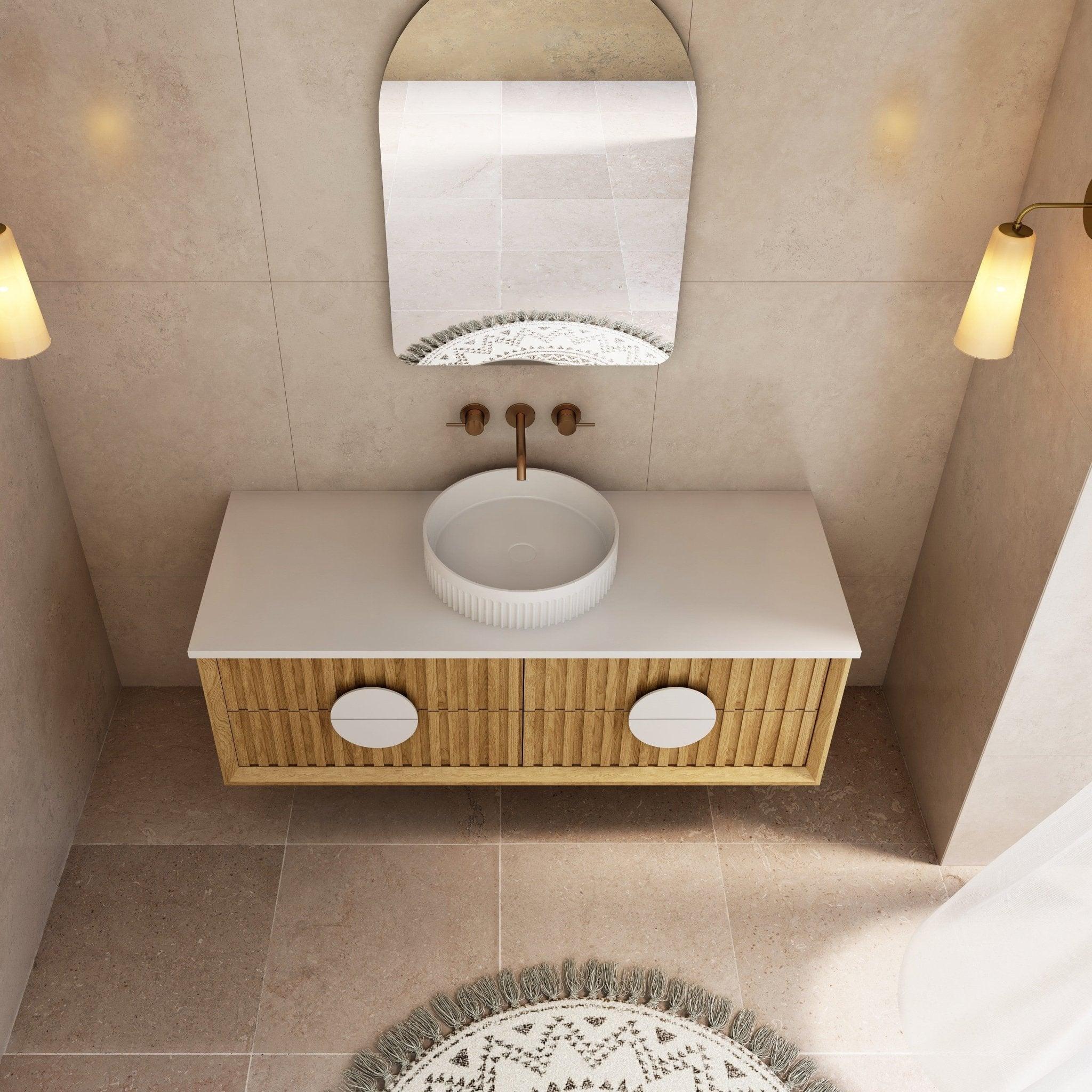 Milano Flow All-Drawer Wall Hung Vanity Natural Oak - Ideal Bathroom CentreFL1200N-ALLDRAWER1200mmCentre Bowl