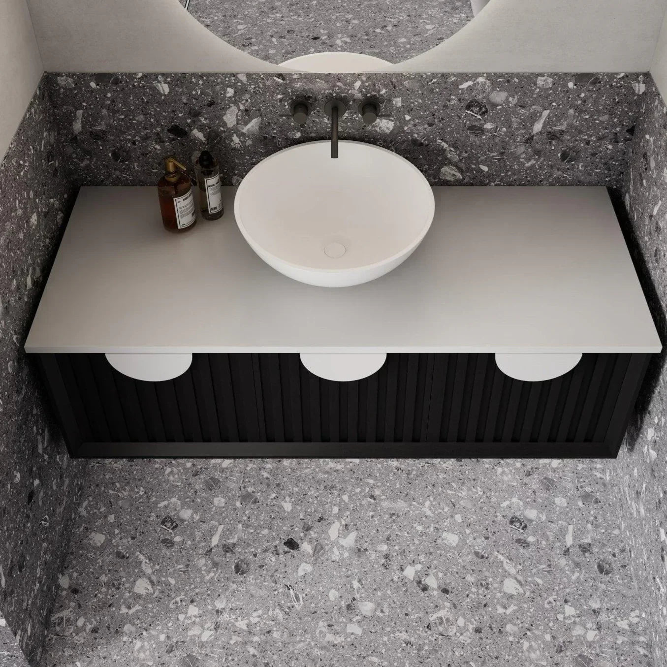 Milano Flow Wall Hung Vanity Black Oak - Ideal Bathroom CentreFL1200B1200mmCentre Bowl
