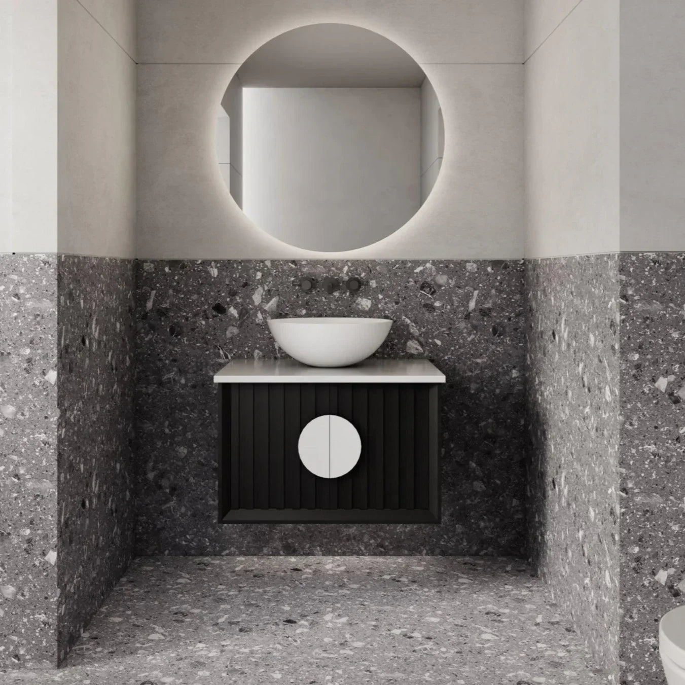 Milano Flow Wall Hung Vanity Black Oak - Ideal Bathroom CentreFL600B600mmCentre Bowl