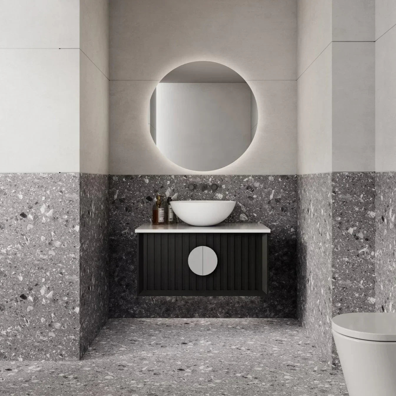 Milano Flow Wall Hung Vanity Black Oak - Ideal Bathroom CentreFL600B600mmCentre Bowl