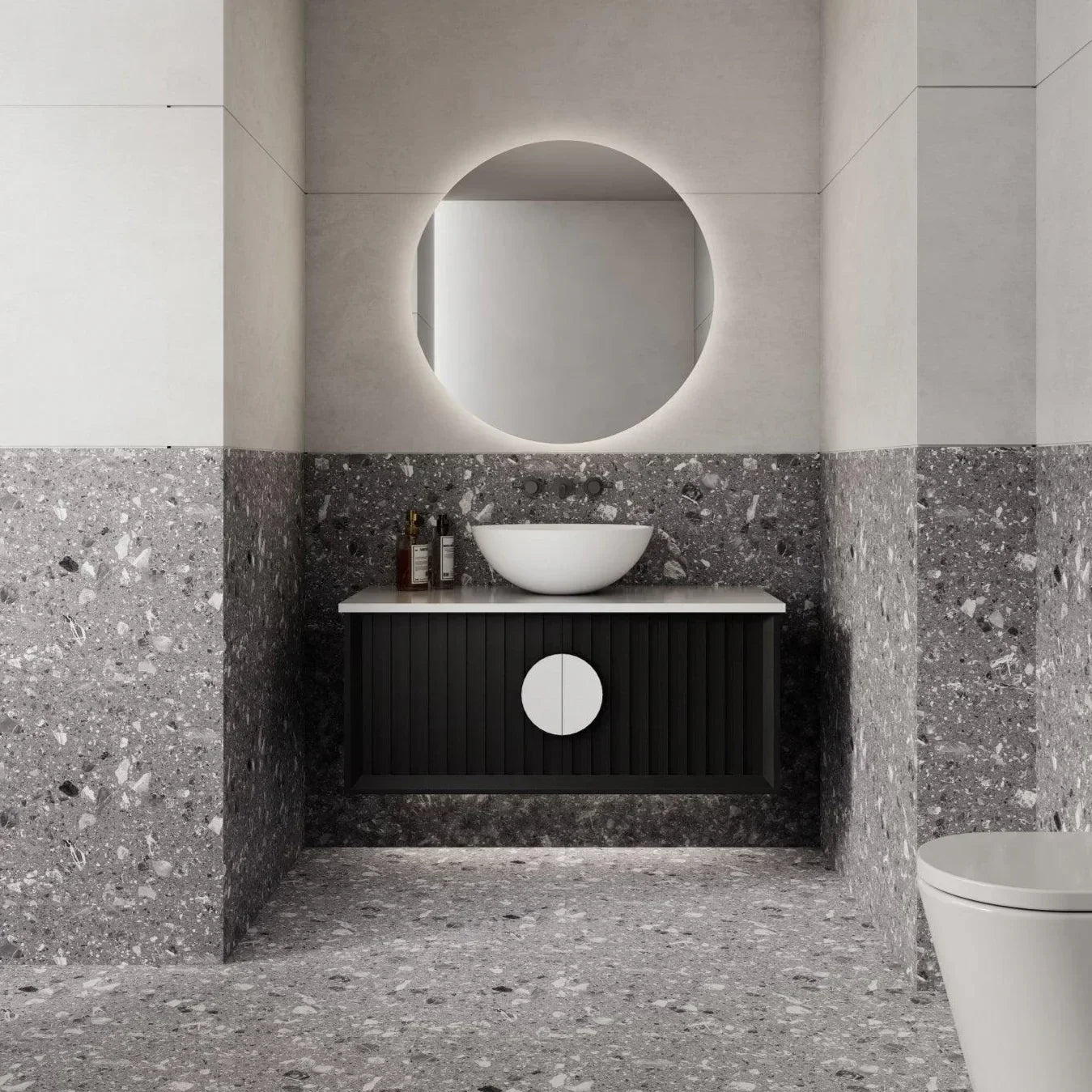 Milano Flow Wall Hung Vanity Black Oak - Ideal Bathroom CentreFL750B750mmCentre Bowl