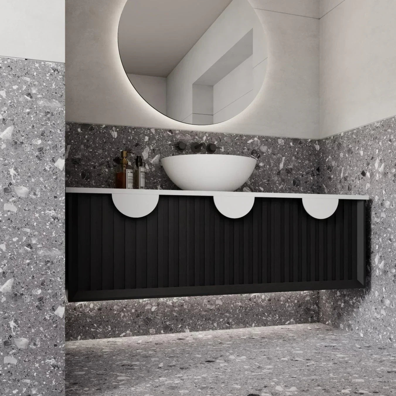 Milano Flow Wall Hung Vanity Black Oak - Ideal Bathroom CentreFL1200B1200mmCentre Bowl