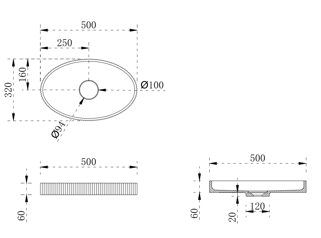 Milano Flute Oval 500mm Solid Surface Basin - Ideal Bathroom CentreVG5032