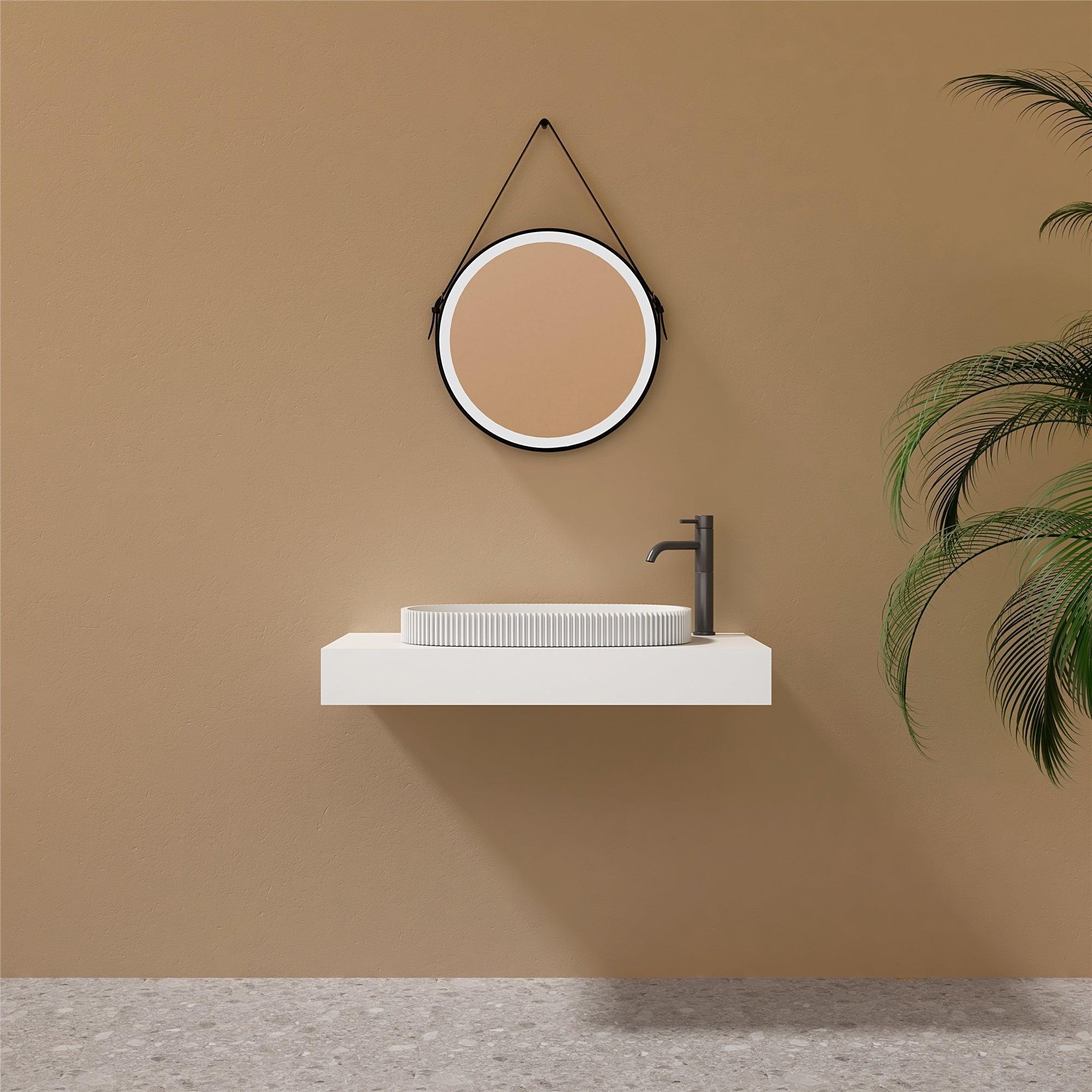 Milano Flute Pill 550mm Solid Surface Basin - Ideal Bathroom CentreVG5536