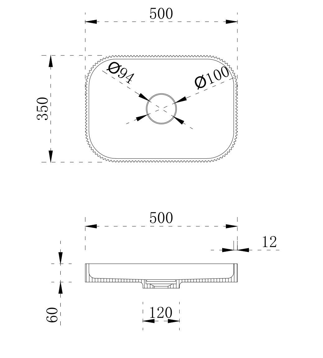 Milano Flute Rectangular 500mm Solid Surface Basin - Ideal Bathroom CentreVG5035