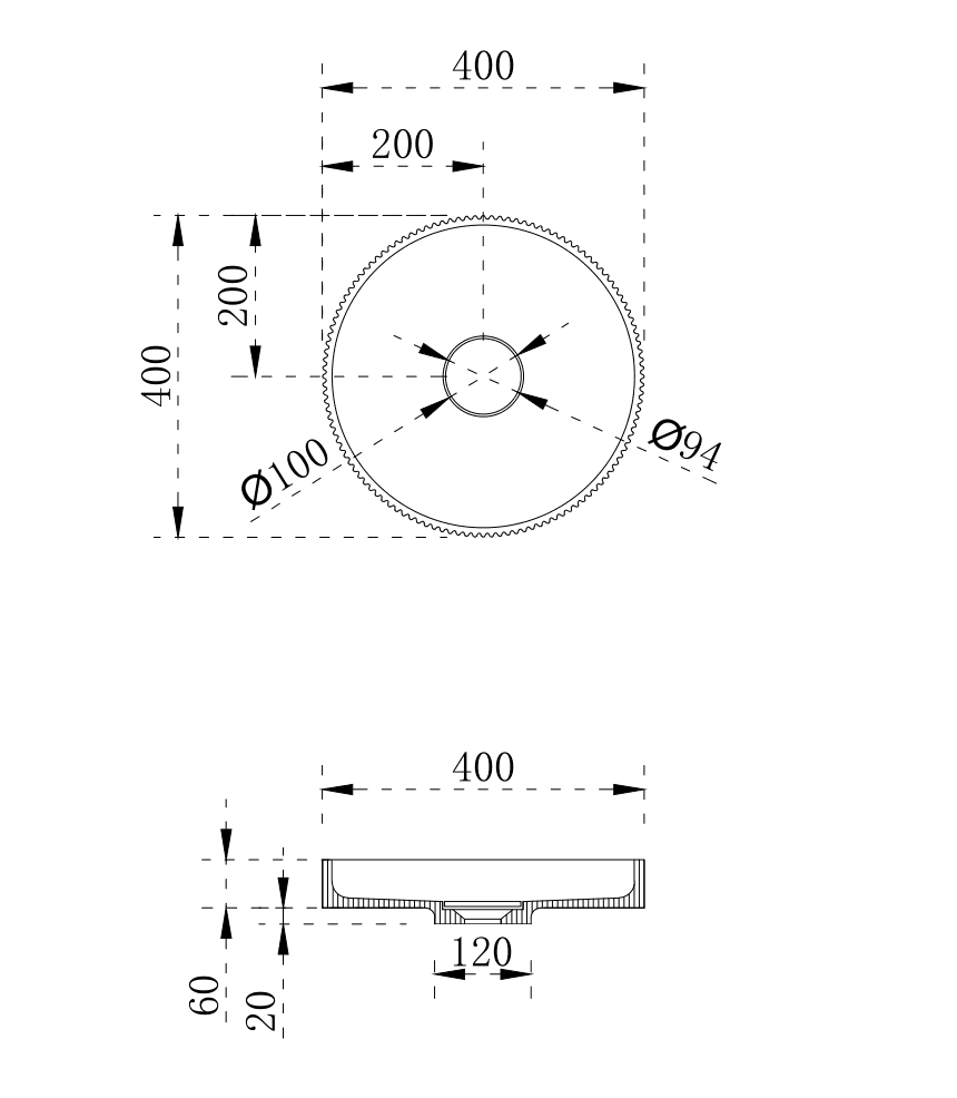 Milano Flute Round 400mm Solid Surface Basin - Ideal Bathroom CentreVG4040