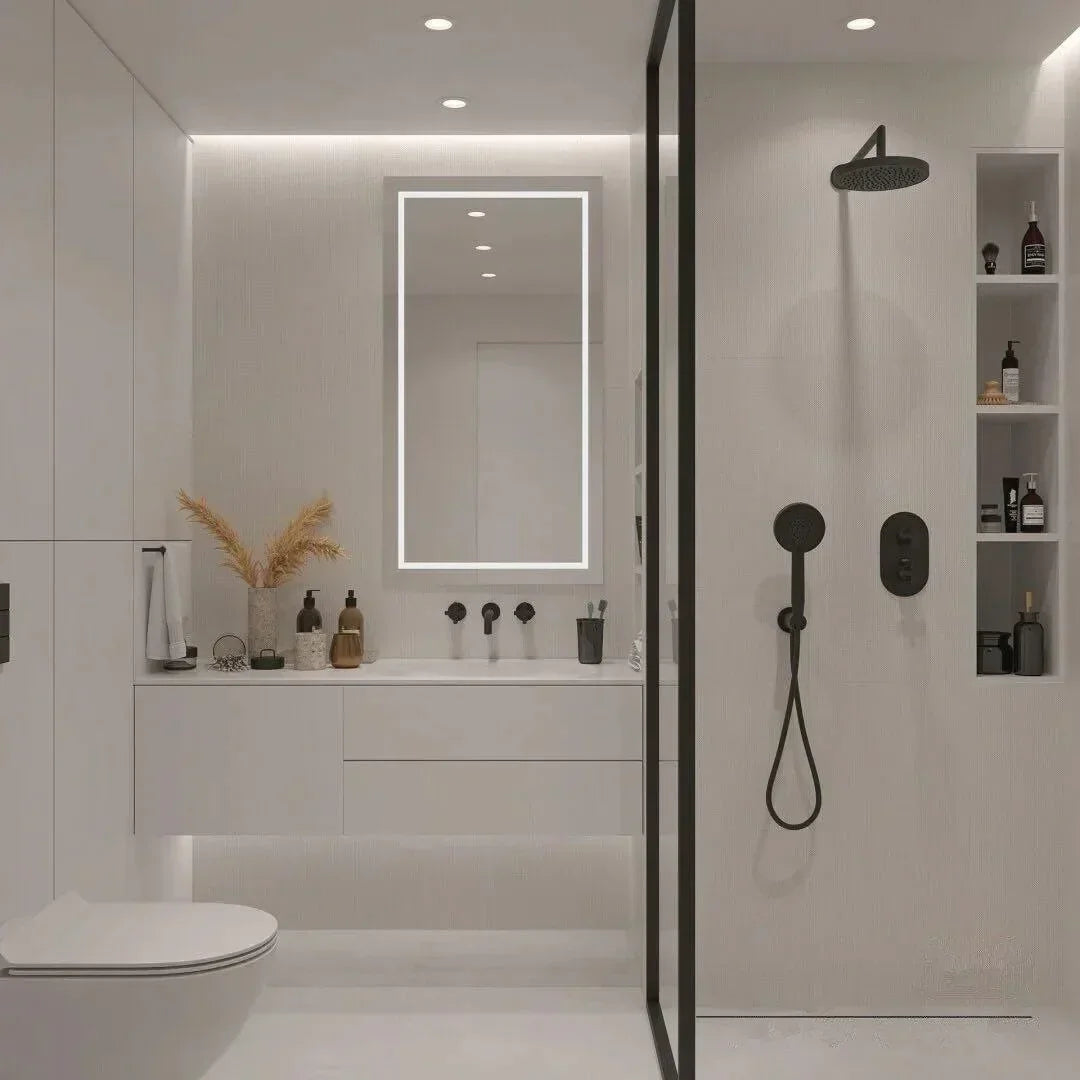 Milano Framed Fixed Panel Shower Screen Matte Black - Ideal Bathroom CentreNC005-900900mm