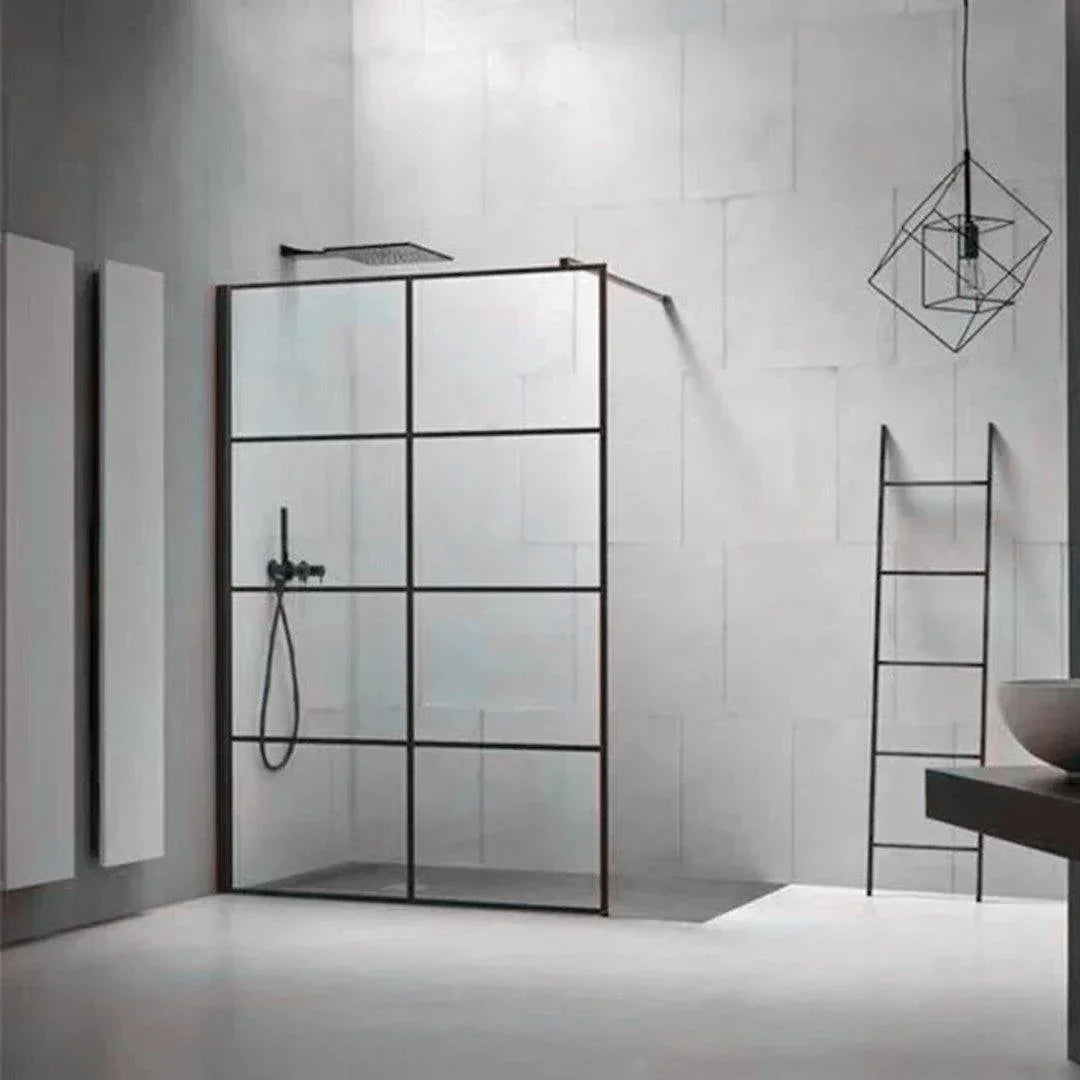 Milano Framed Fixed Panel Shower Screen Matte Black - Ideal Bathroom CentreNC002-900900mm