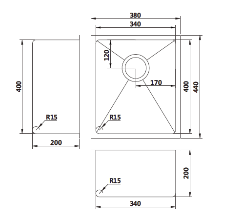 Milano Handmade 380mm Sink - Ideal Bathroom CentreM-S201CPChampagne