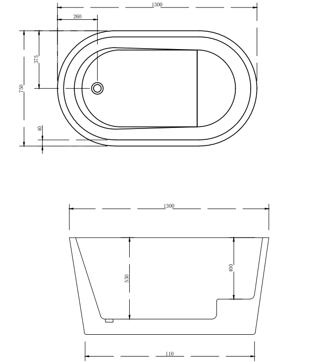 Milano Moji 1300mm Freestanding Bath Gloss White - Ideal Bathroom CentreBT-SKU1300