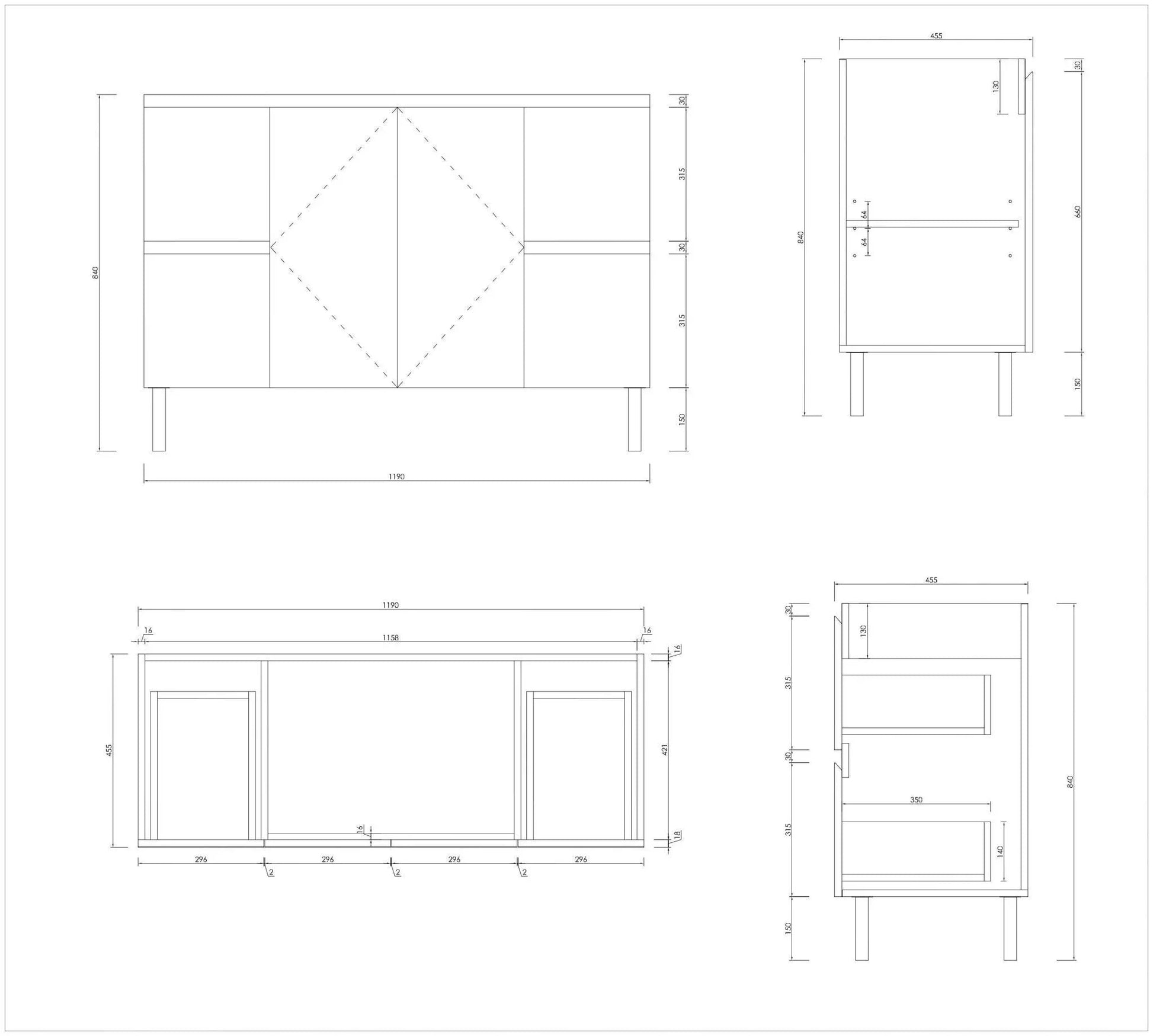 MILANO New Elegant 1200mm Freestanding Vanity - Ideal Bathroom CentreEL-1200KSStone TopOn Kickboard