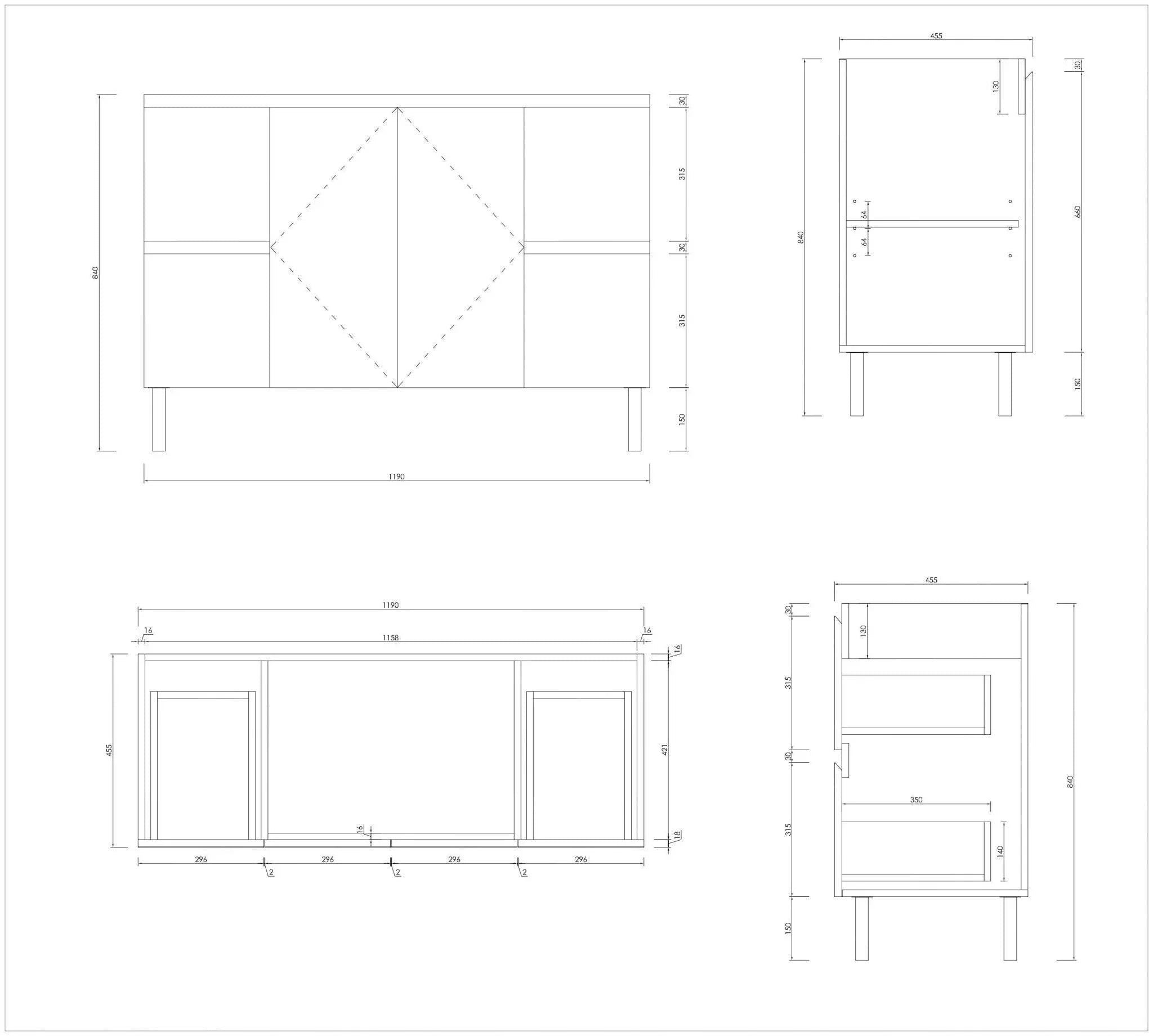 MILANO New Elegant 1200mm Freestanding Vanity - Ideal Bathroom CentreEL-1200KSStone TopOn Kickboard