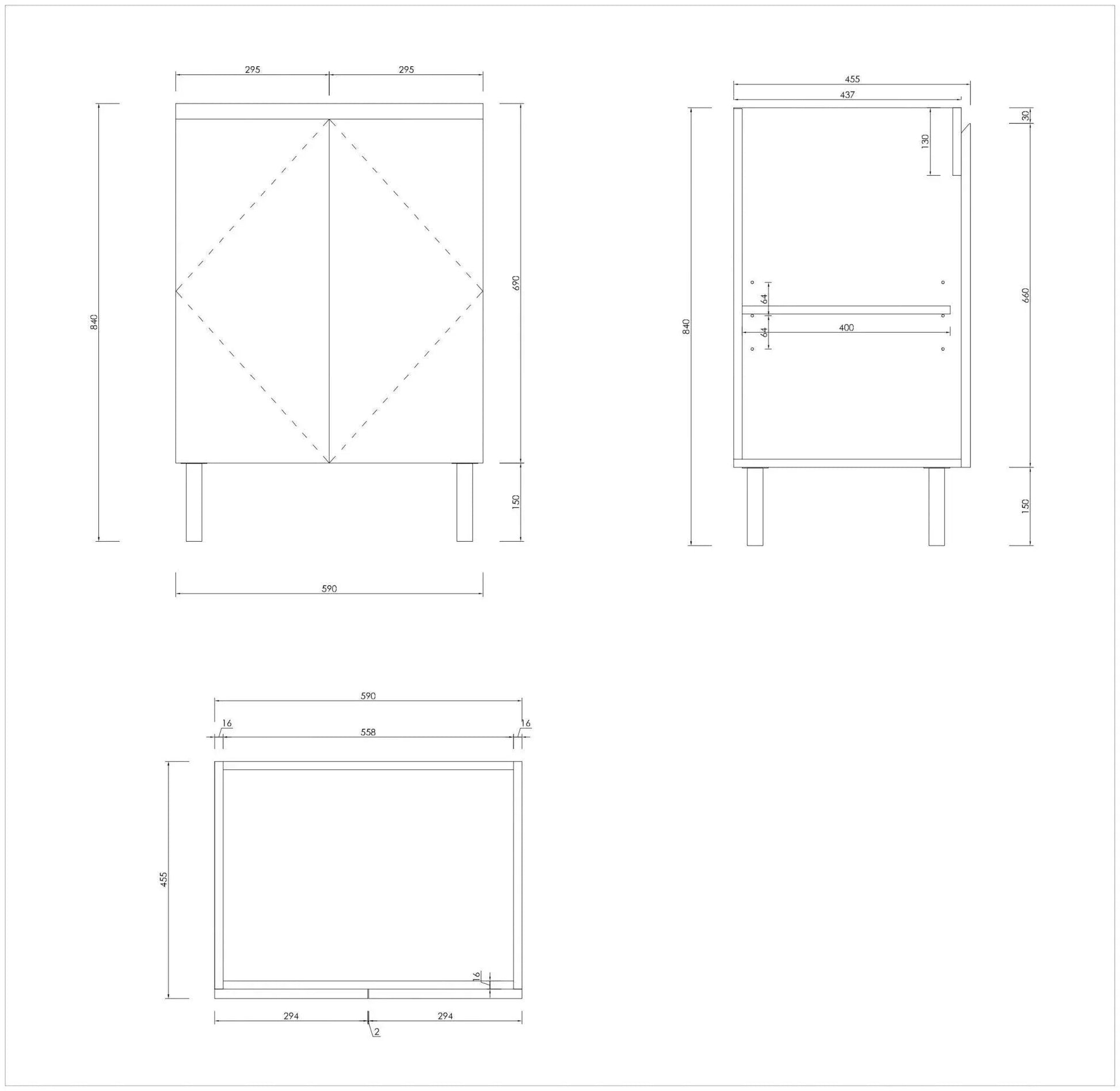 MILANO New Elegant 600mm Freestanding Vanity - Ideal Bathroom CentreEL-600WHSStone Top