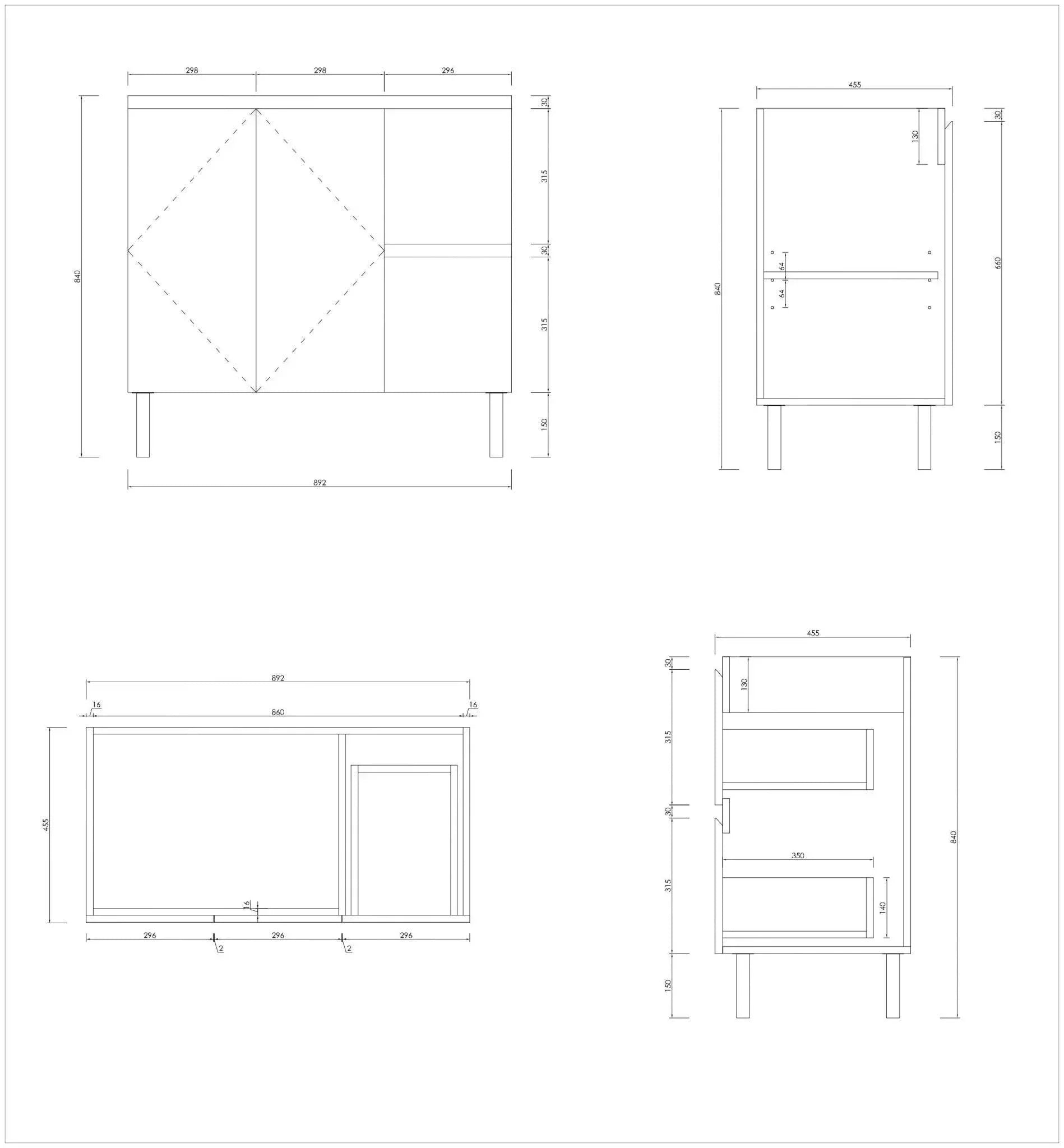 MILANO New Elegant 900mm Freestanding Vanity - Ideal Bathroom CentreEL-900LKSStone TopLeft Hand DrawerOn Kickboard