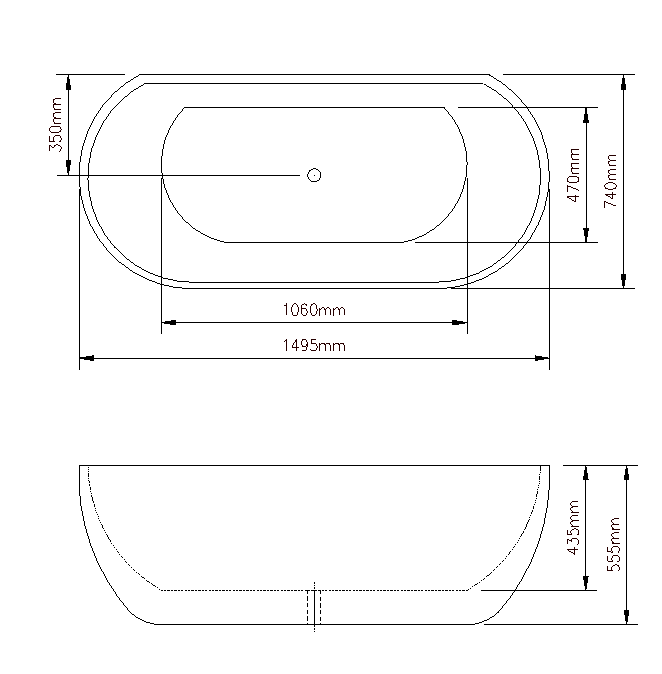 Milano Oval 1500/1700mm Back To Wall Bath, Gloss White - Ideal Bathroom CentreBT-EB15001500mm