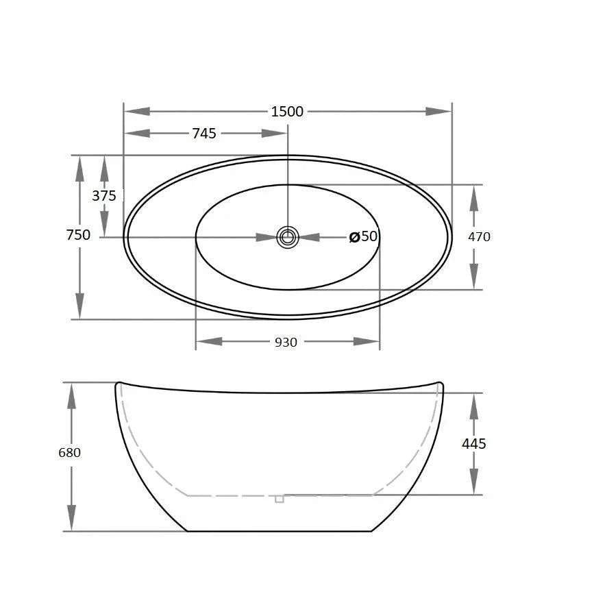 Milano Paris 1500/1700mm Freestanding Bath - Ideal Bathroom CentreBT-PA15001500mm