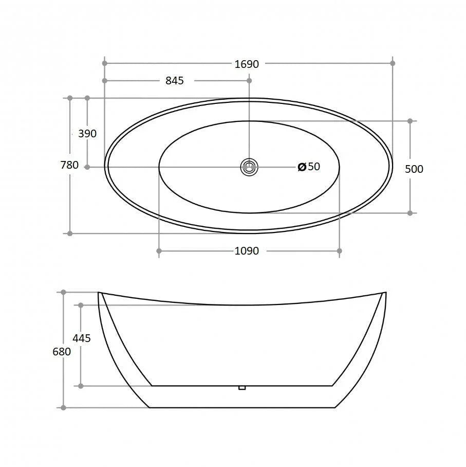 Milano Paris 1500/1700mm Freestanding Bath-Matte White - Ideal Bathroom CentreBT-PA1500MW1500mm