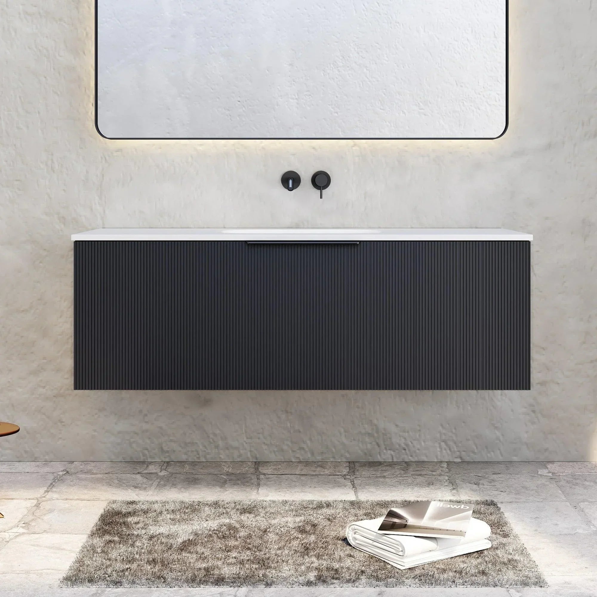 Milano Sicily V-Groove Wall Hung Vanity - Ideal Bathroom CentreSI1200EO1TH1200mmEmpire Black Oak1 Tap Hole