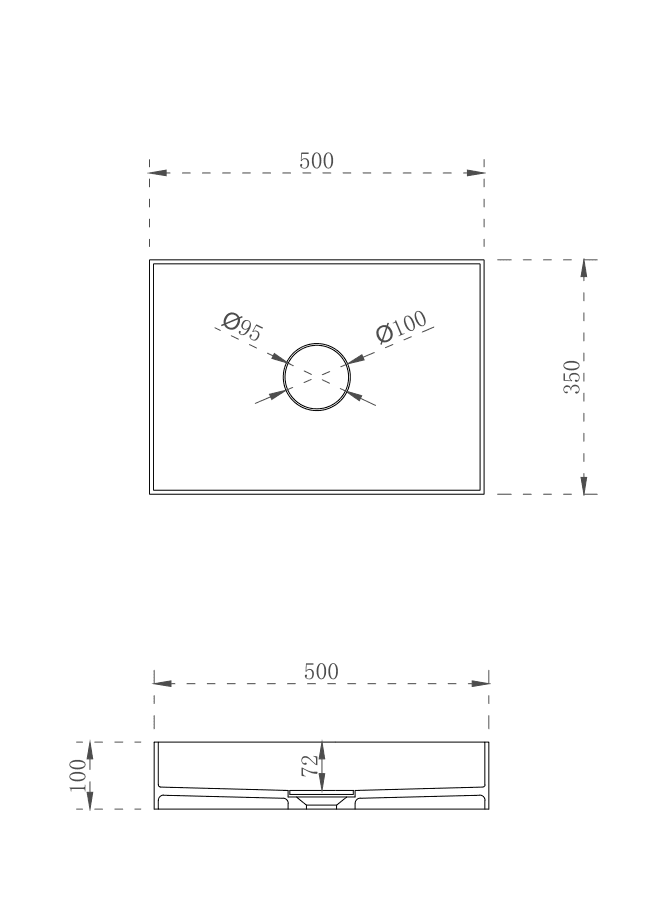 Milano Studio Rectangle Solid Surface Basin - Ideal Bathroom CentreREC5035500x350mm