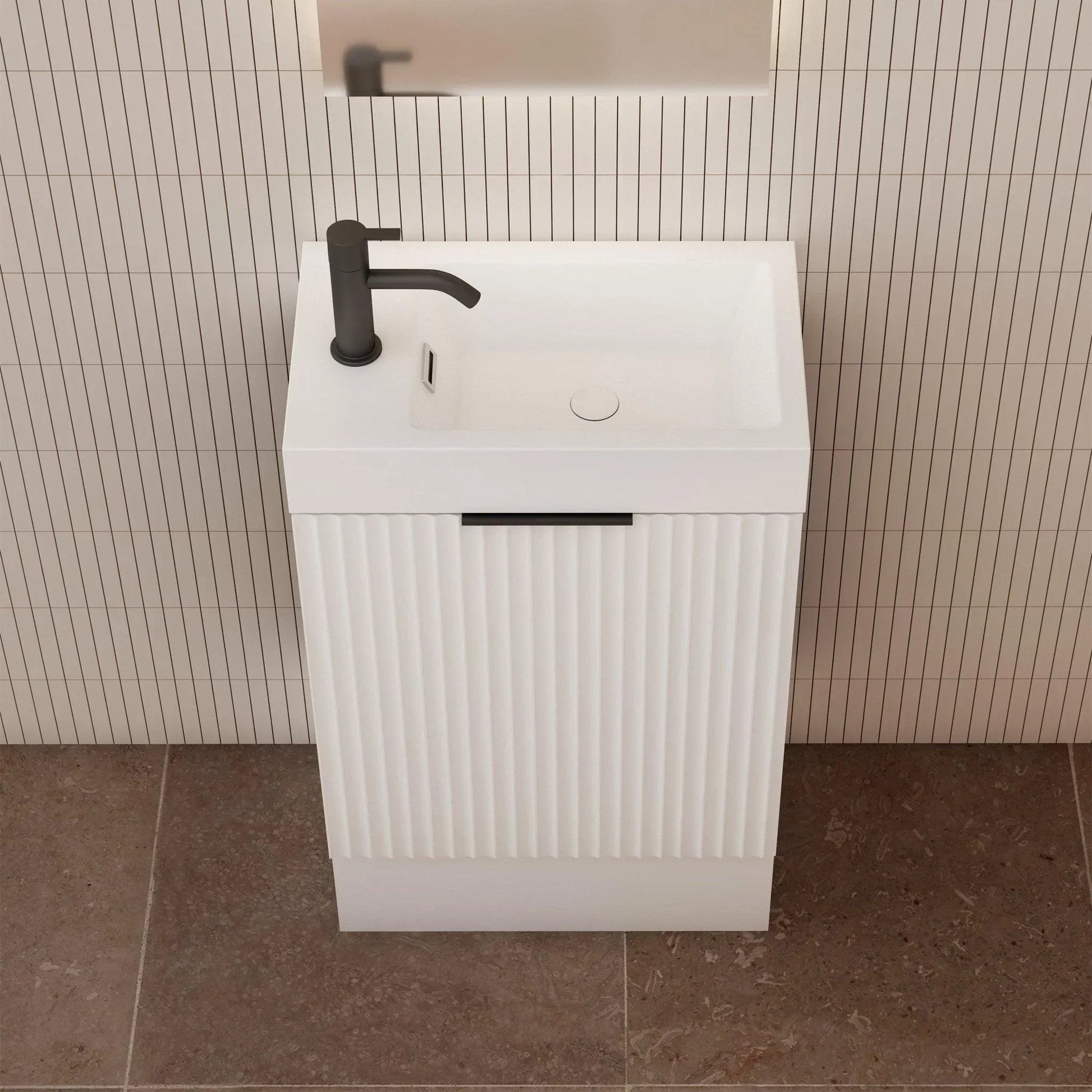 Milano Wave Flute 460mm Small Space Vanity-Matte White - Ideal Bathroom CentreWAVE4625FSR-MWFreestandingRight Hand Hinge