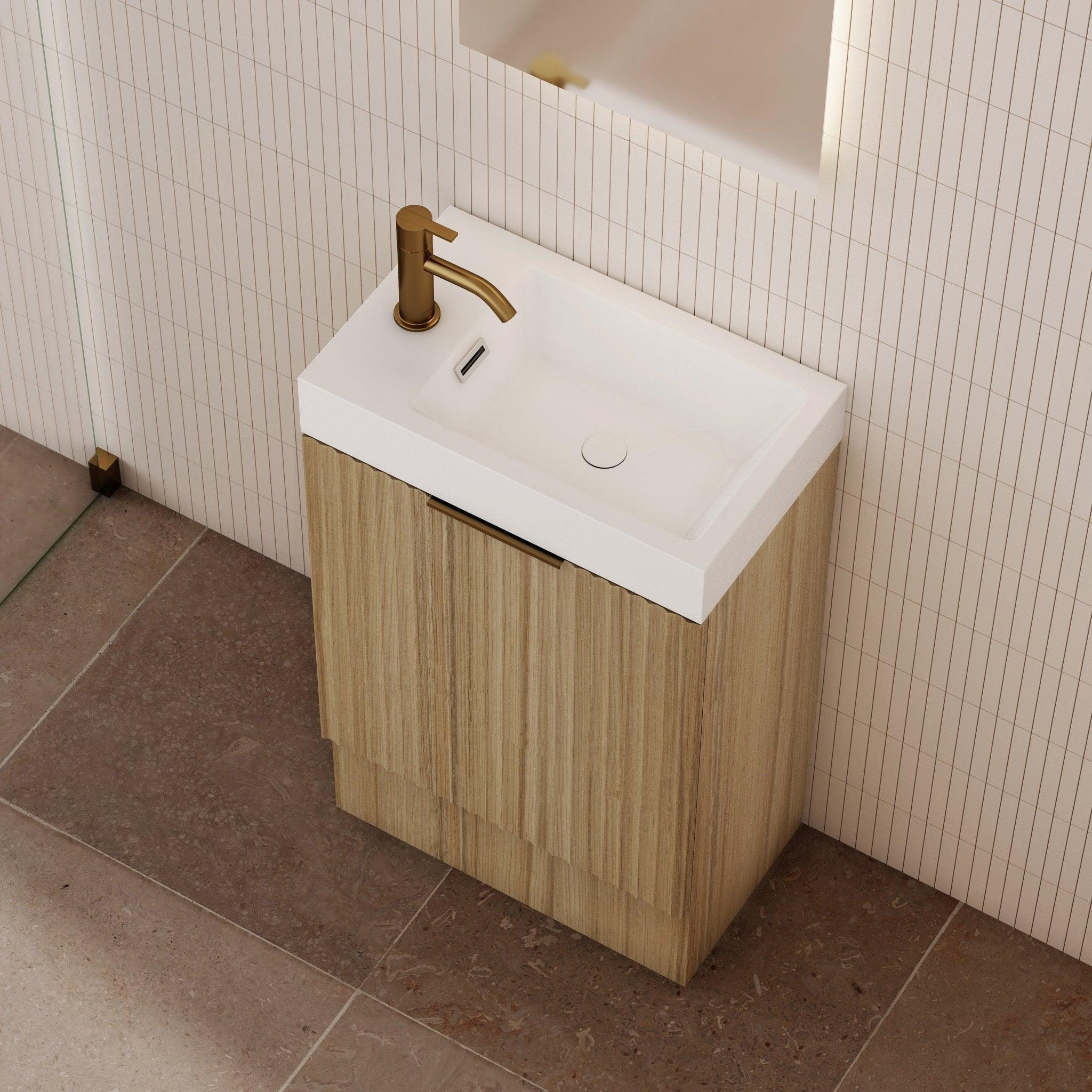 Milano Wave Flute 460mm Small Space Vanity-Natural Oak - Ideal Bathroom CentreWAVE4625WHR-OAKWall HungRight Hand Hinge