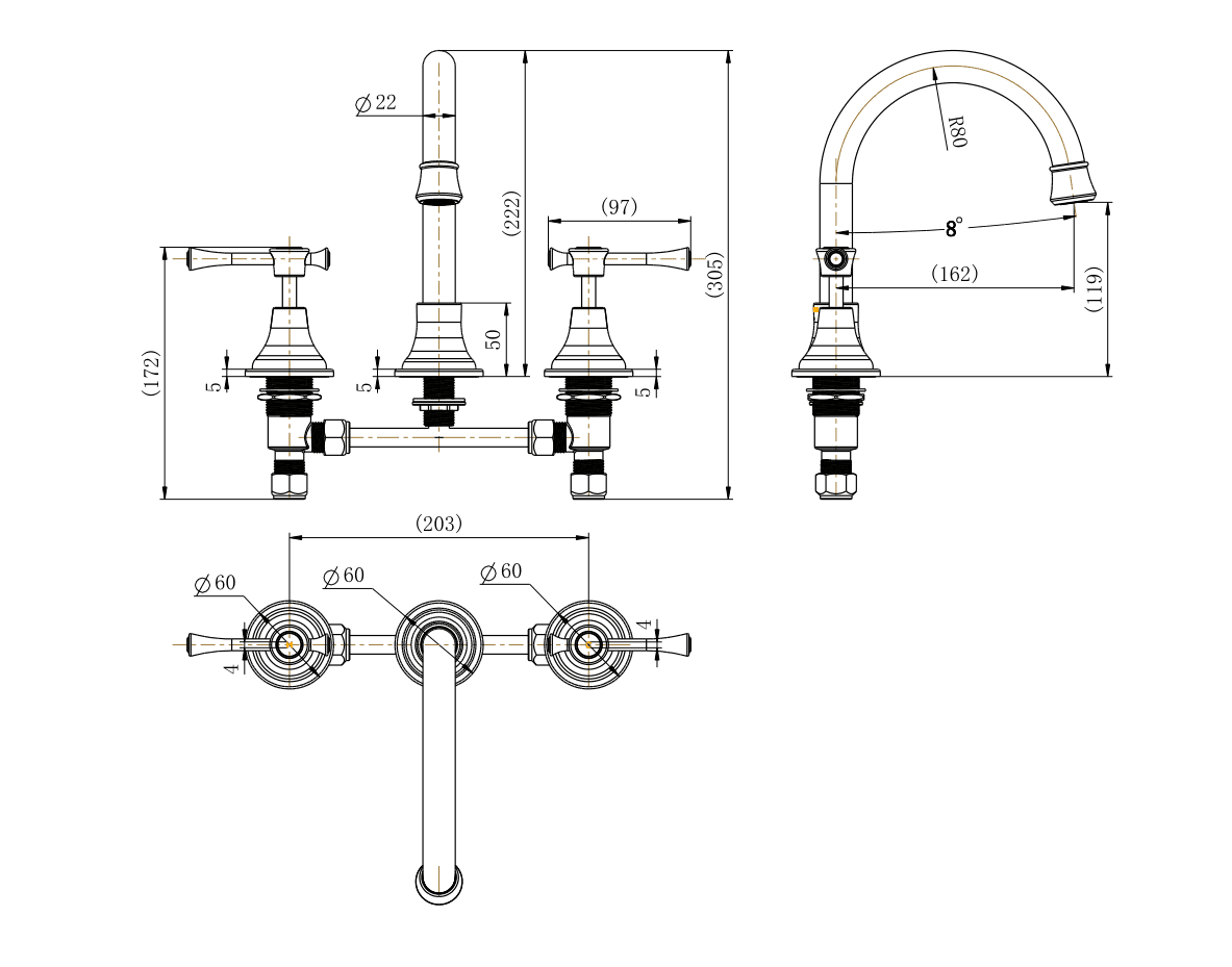 Montpellier Basin Tap Set - Ideal Bathroom CentreMON001-1BMBrushed Bronzed