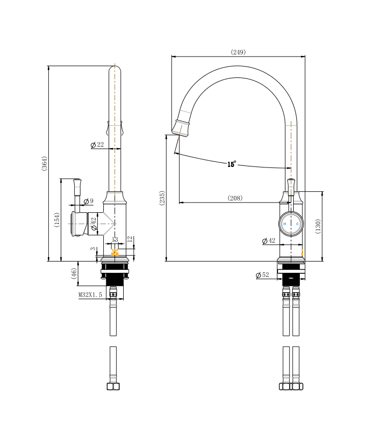 Montpellier Gooseneck Sink Mixer - Ideal Bathroom CentreMON004BNBrushed Nickel