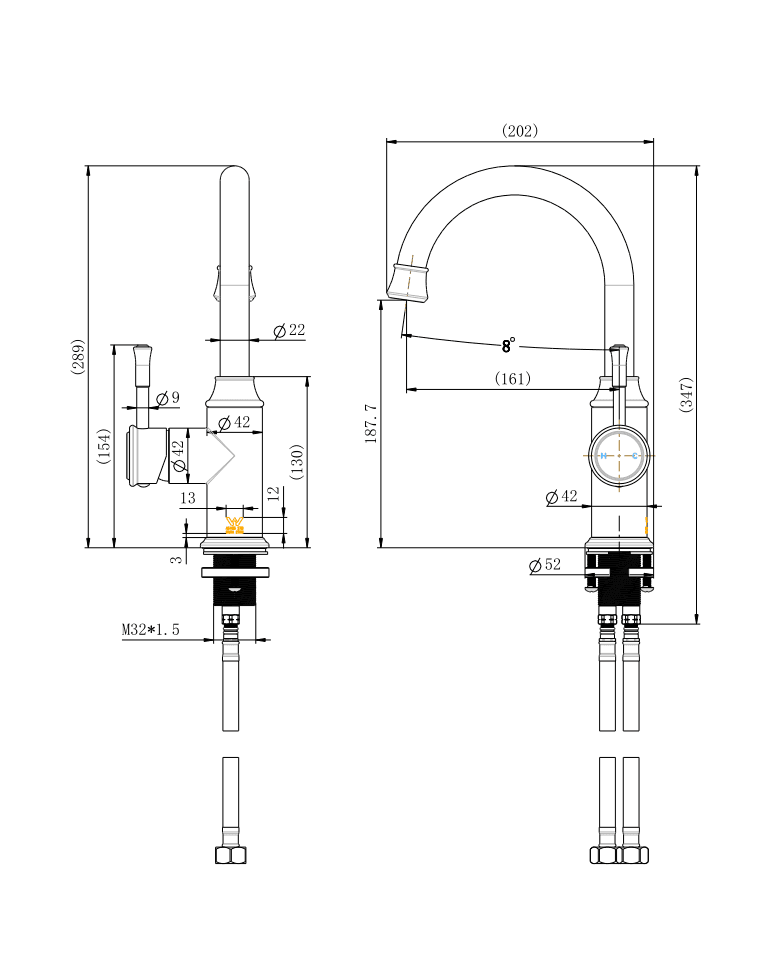 Montpellier High Rise Gooseneck Basin Mixer - Ideal Bathroom CentreMON002BNBrushed Nickel