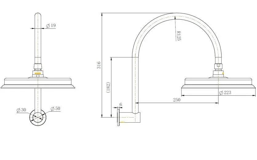 Montpellier Shower Arm and Rose - Ideal Bathroom CentreMON061BNBrushed Nickel