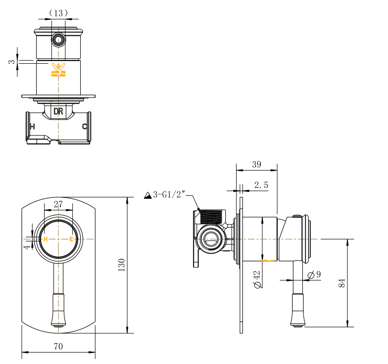 Montpellier Wall/ Shower Mixer - Ideal Bathroom CentreMON008BNBrushed Nickel