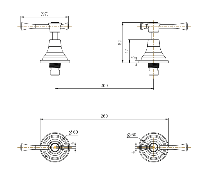 Montpellier Wall Top Assemblies - Ideal Bathroom CentreMON017BNBrushed Nickel