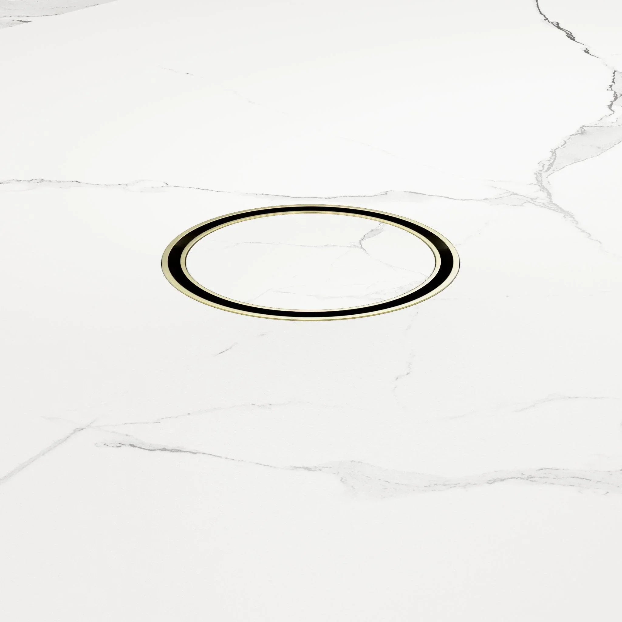 NERO 100MM ROUND TILE INSERT FLOOR WASTE 50MM OUTLET BRUSHED GOLD - Ideal Bathroom CentreNRFW003BG