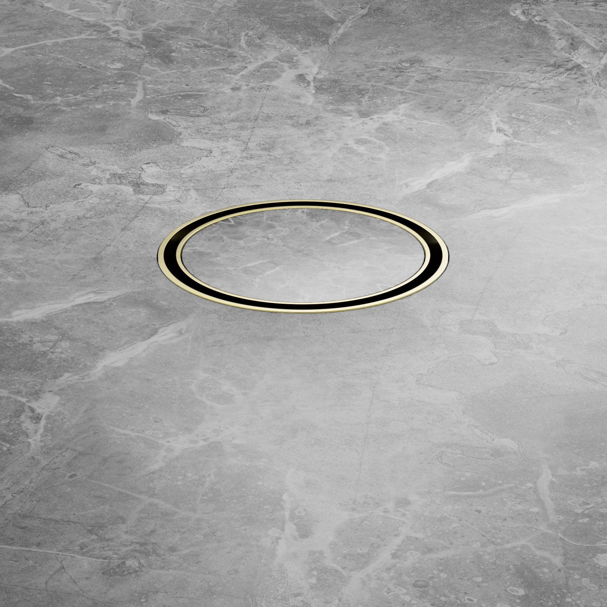 NERO 100MM ROUND TILE INSERT FLOOR WASTE 50MM OUTLET BRUSHED GOLD - Ideal Bathroom CentreNRFW003BG