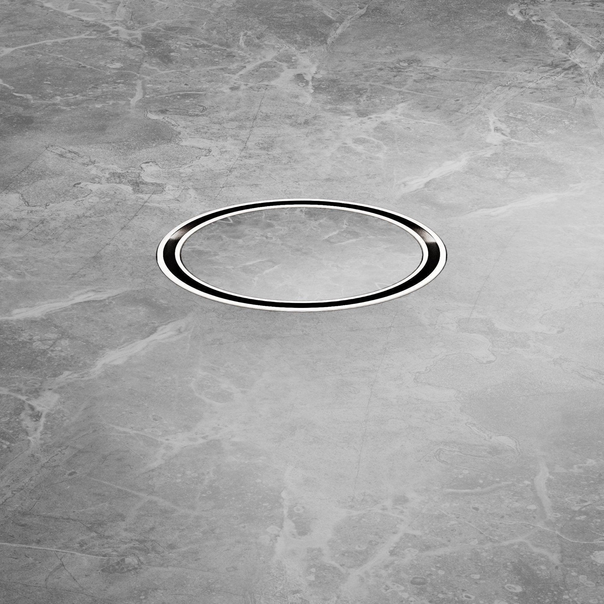 NERO 100MM ROUND TILE INSERT FLOOR WASTE 50MM OUTLET BRUSHED NICKEL - Ideal Bathroom CentreNRFW003BN