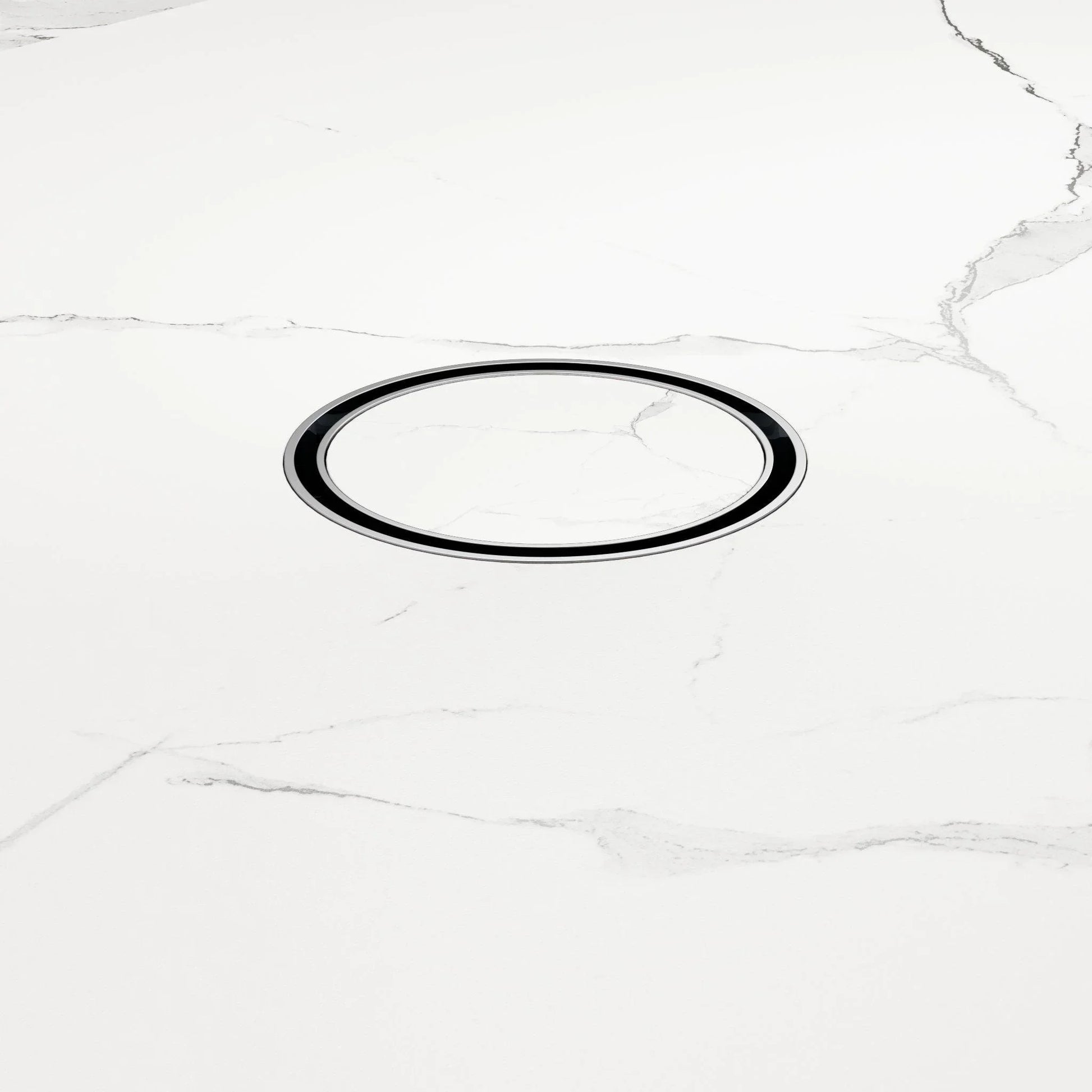 NERO 100MM ROUND TILE INSERT FLOOR WASTE 50MM OUTLET BRUSHED NICKEL - Ideal Bathroom CentreNRFW003BN