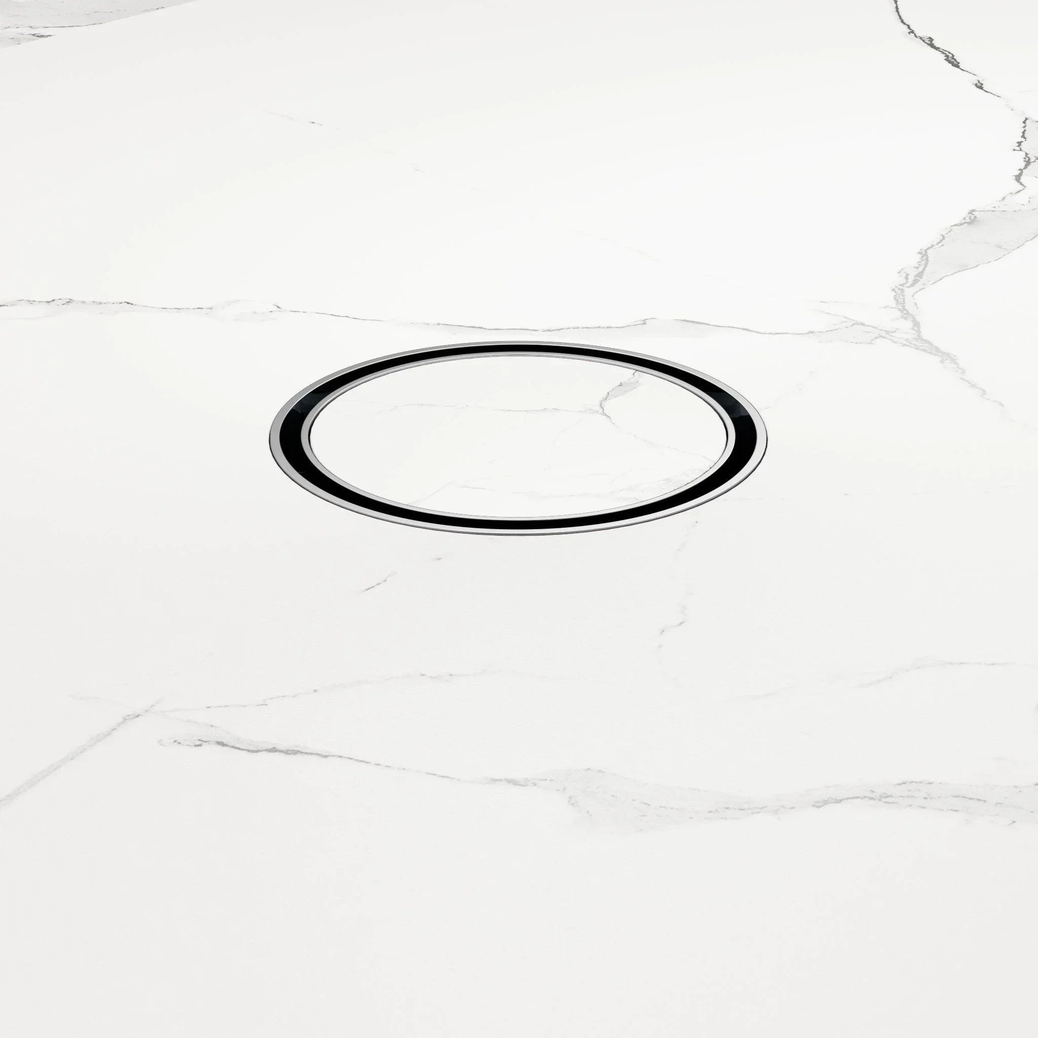 NERO 100MM ROUND TILE INSERT FLOOR WASTE 50MM OUTLET BRUSHED NICKEL - Ideal Bathroom CentreNRFW003BN