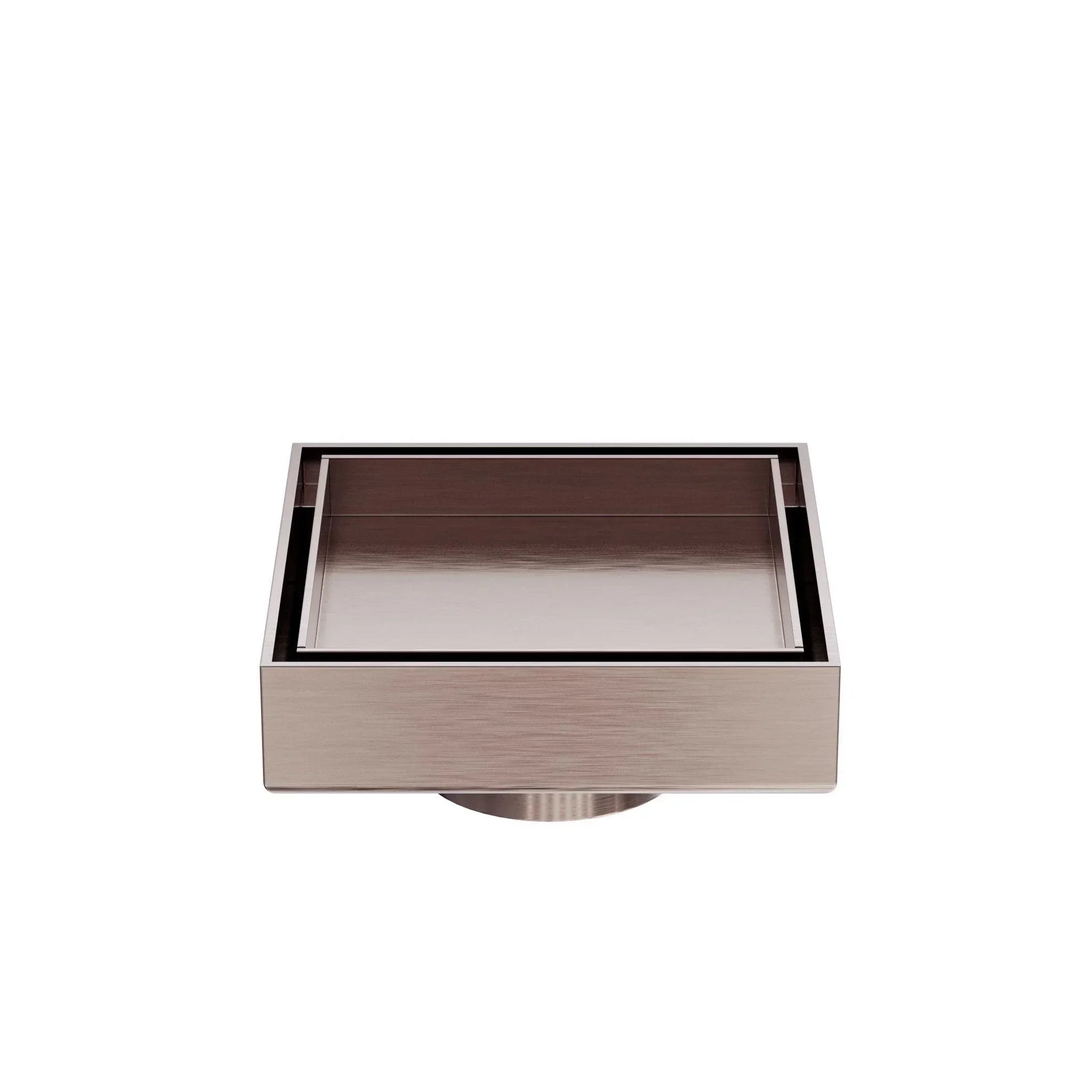 NERO 100MM SQUARE TILE INSERT FLOOR WASTE 50MM OUTLET BRUSHED BRONZE - Ideal Bathroom CentreNRFW006BZ