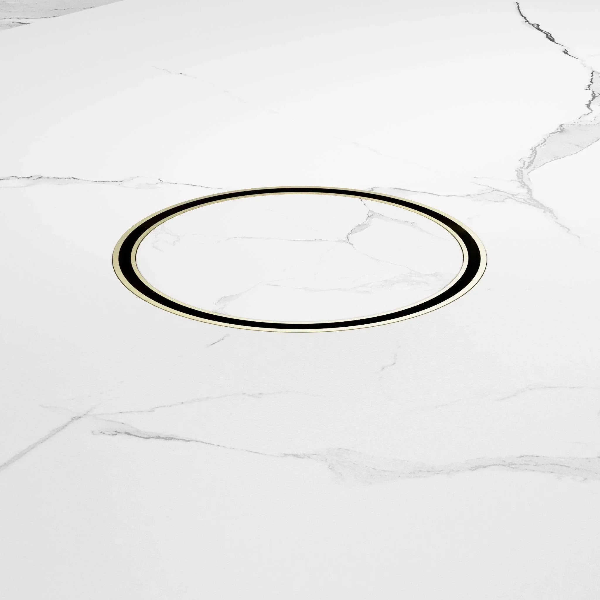 NERO 130MM ROUND TILE INSERT FLOOR WASTE 100MM OUTLET BRUSHED GOLD - Ideal Bathroom CentreNRFW005BG