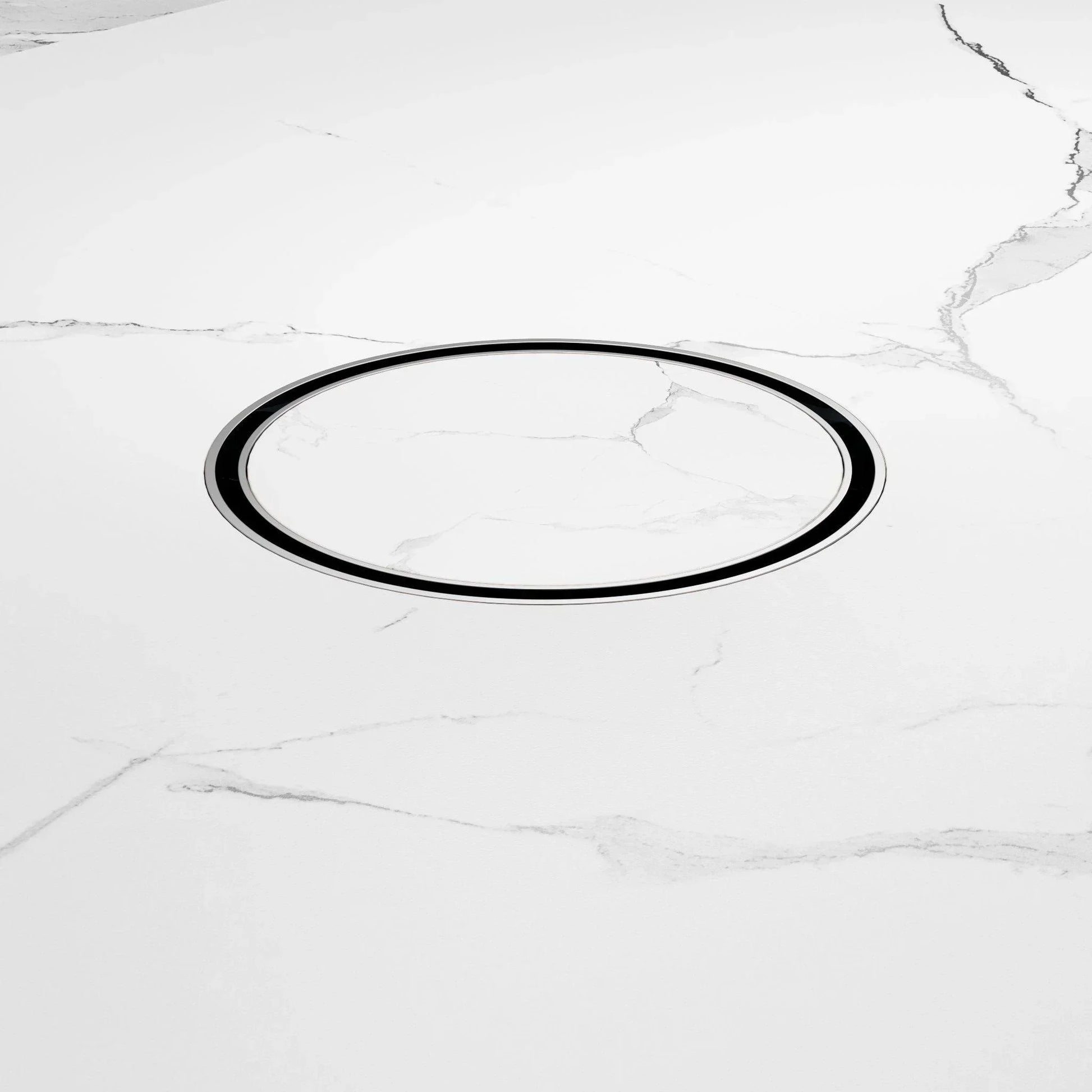 NERO 130MM ROUND TILE INSERT FLOOR WASTE 100MM OUTLET BRUSHED NICKEL - Ideal Bathroom CentreNRFW005BN