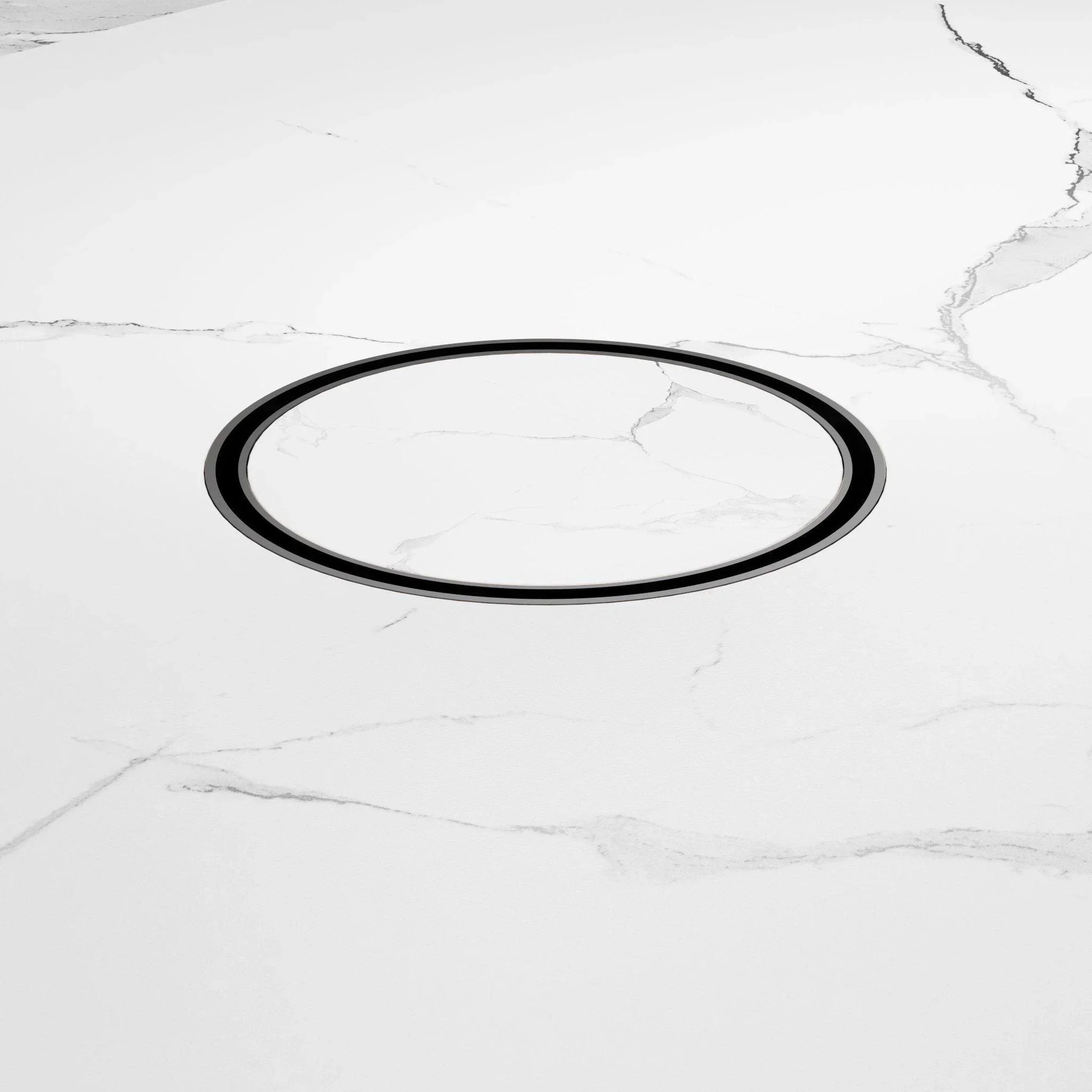 NERO 130MM ROUND TILE INSERT FLOOR WASTE 100MM OUTLET GUN METAL - Ideal Bathroom CentreNRFW005GM