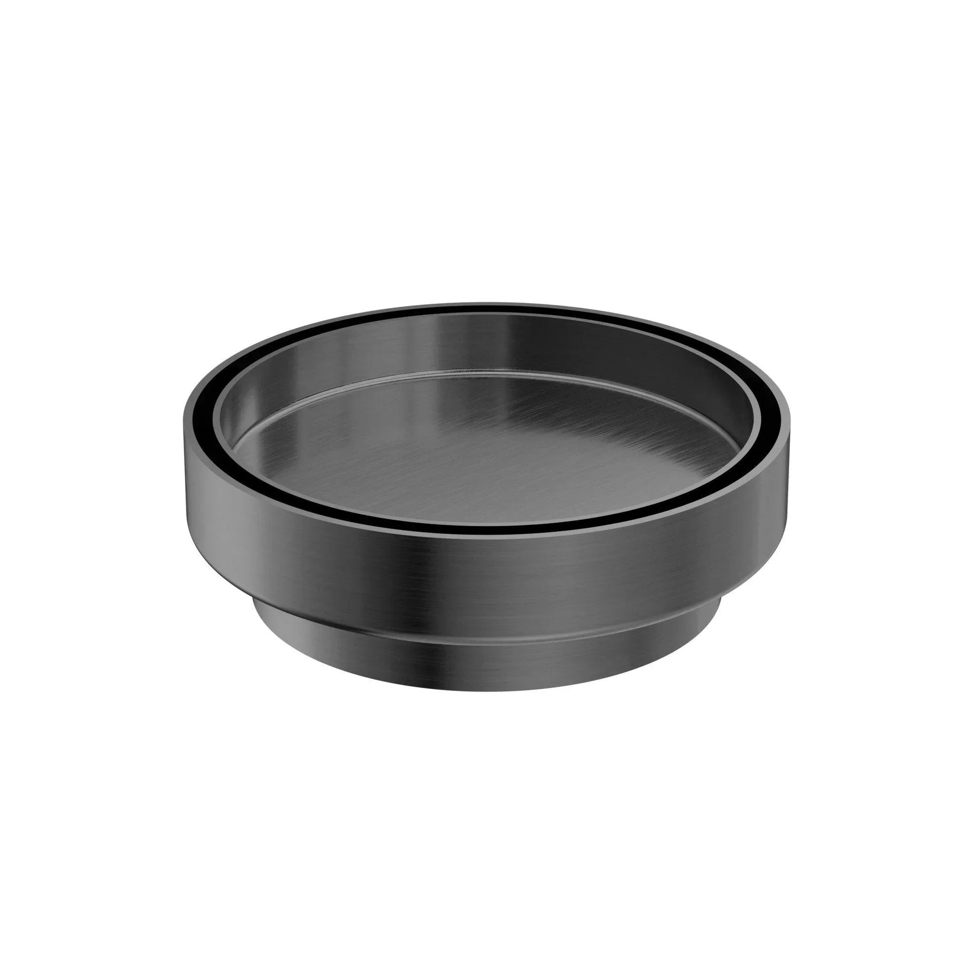 NERO 130MM ROUND TILE INSERT FLOOR WASTE 100MM OUTLET GUN METAL - Ideal Bathroom CentreNRFW005GM
