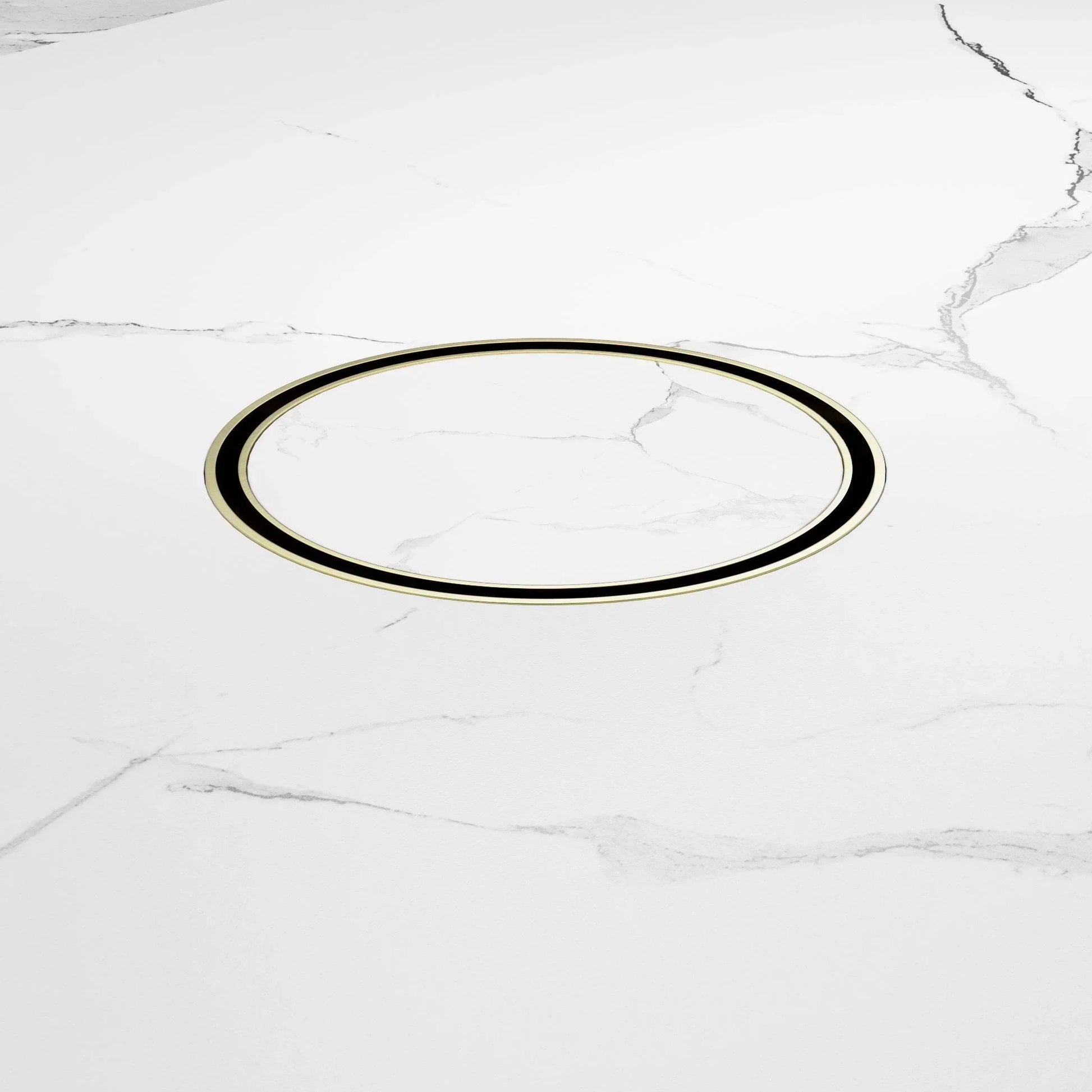 NERO 130MM ROUND TILE INSERT FLOOR WASTE 80MM OUTLET BRUSHED GOLD - Ideal Bathroom CentreNRFW004BG