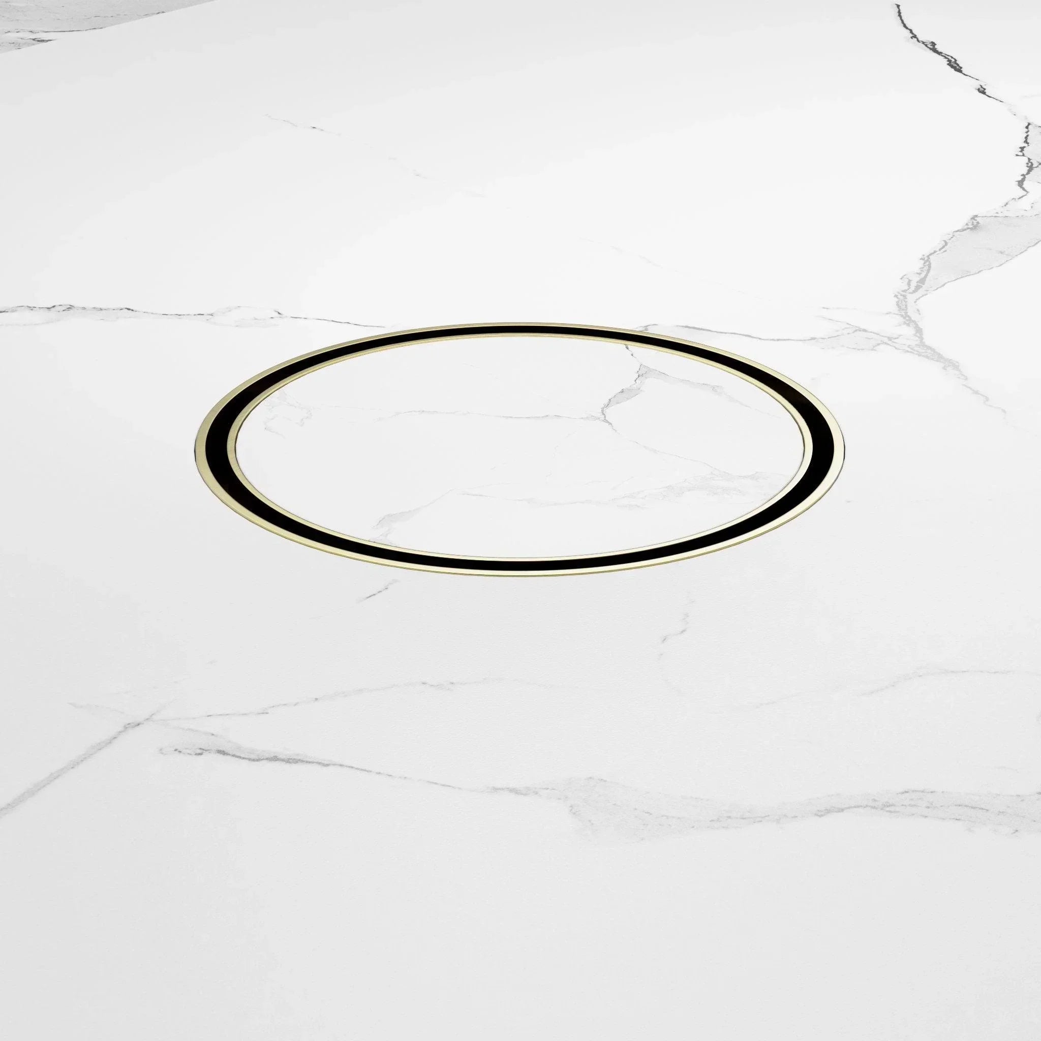 NERO 130MM ROUND TILE INSERT FLOOR WASTE 80MM OUTLET BRUSHED GOLD - Ideal Bathroom CentreNRFW004BG