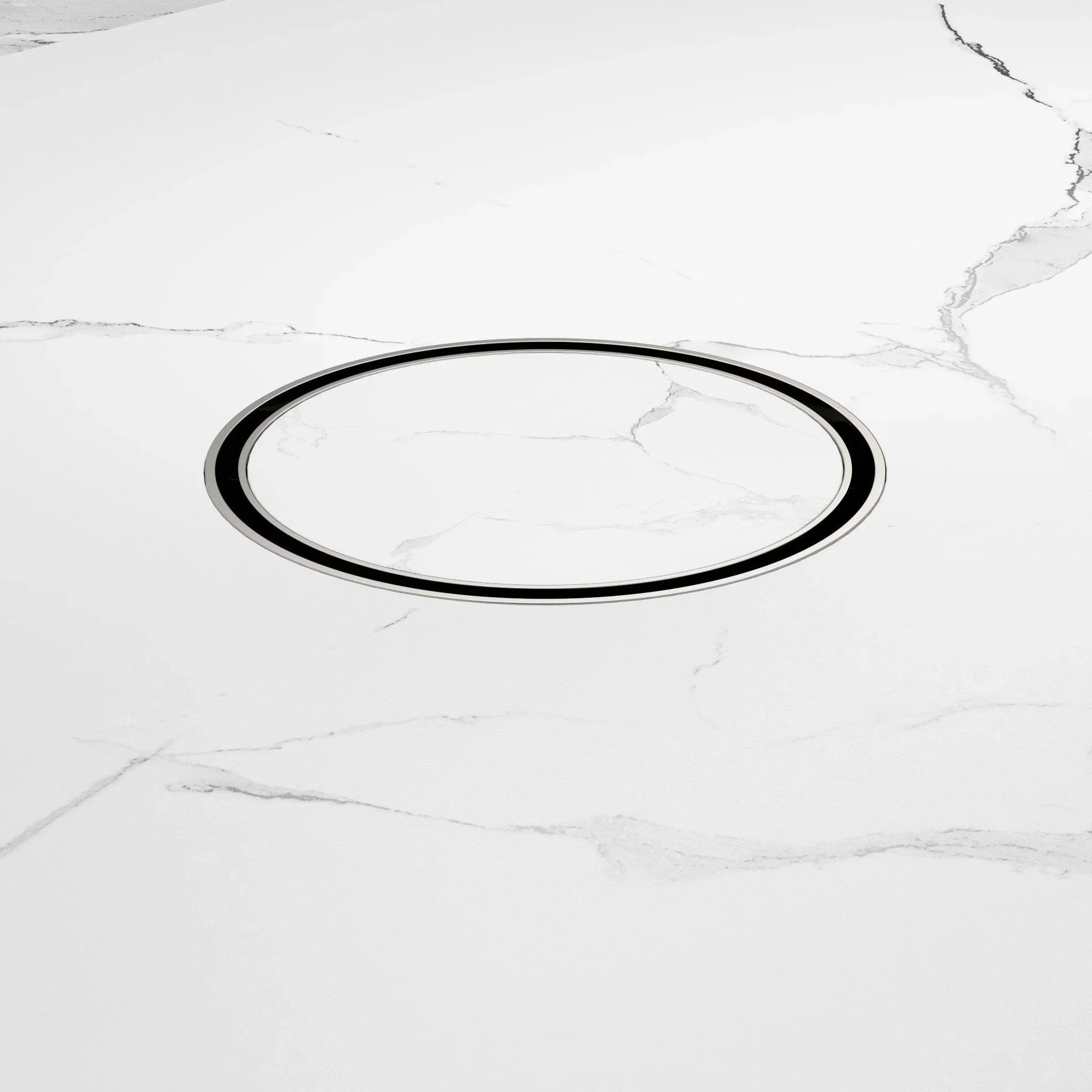 NERO 130MM ROUND TILE INSERT FLOOR WASTE 80MM OUTLET BRUSHED NICKEL - Ideal Bathroom CentreNRFW004BN