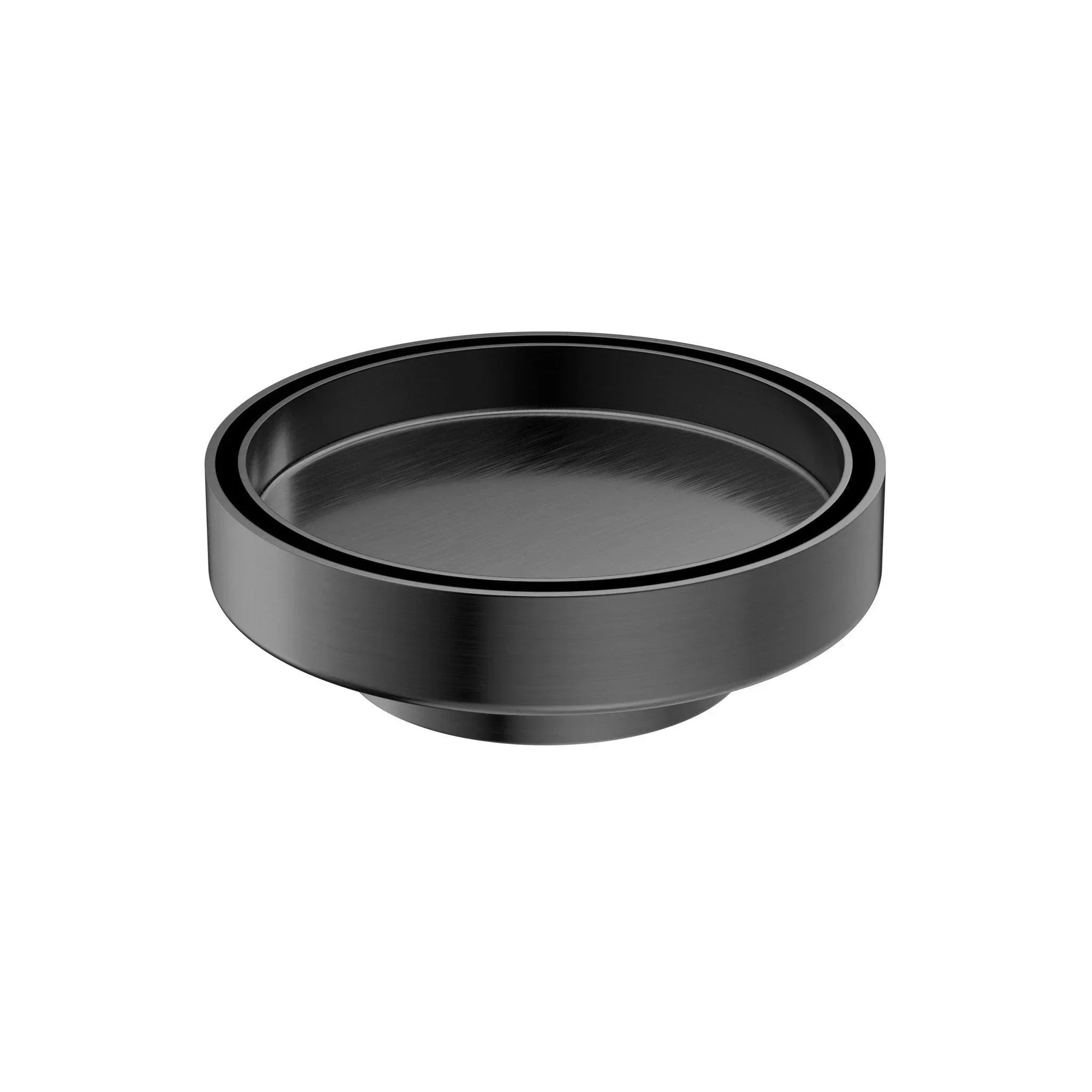 NERO 130MM ROUND TILE INSERT FLOOR WASTE 80MM OUTLET GUN METAL - Ideal Bathroom CentreNRFW004GM