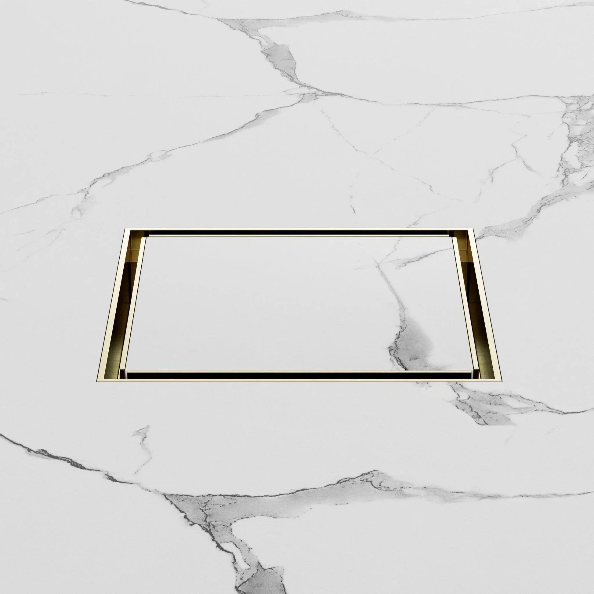 NERO 130MM SQUARE TILE INSERT FLOOR WASTE 100MM OUTLET BRUSHED GOLD - Ideal Bathroom CentreNRFW008BG