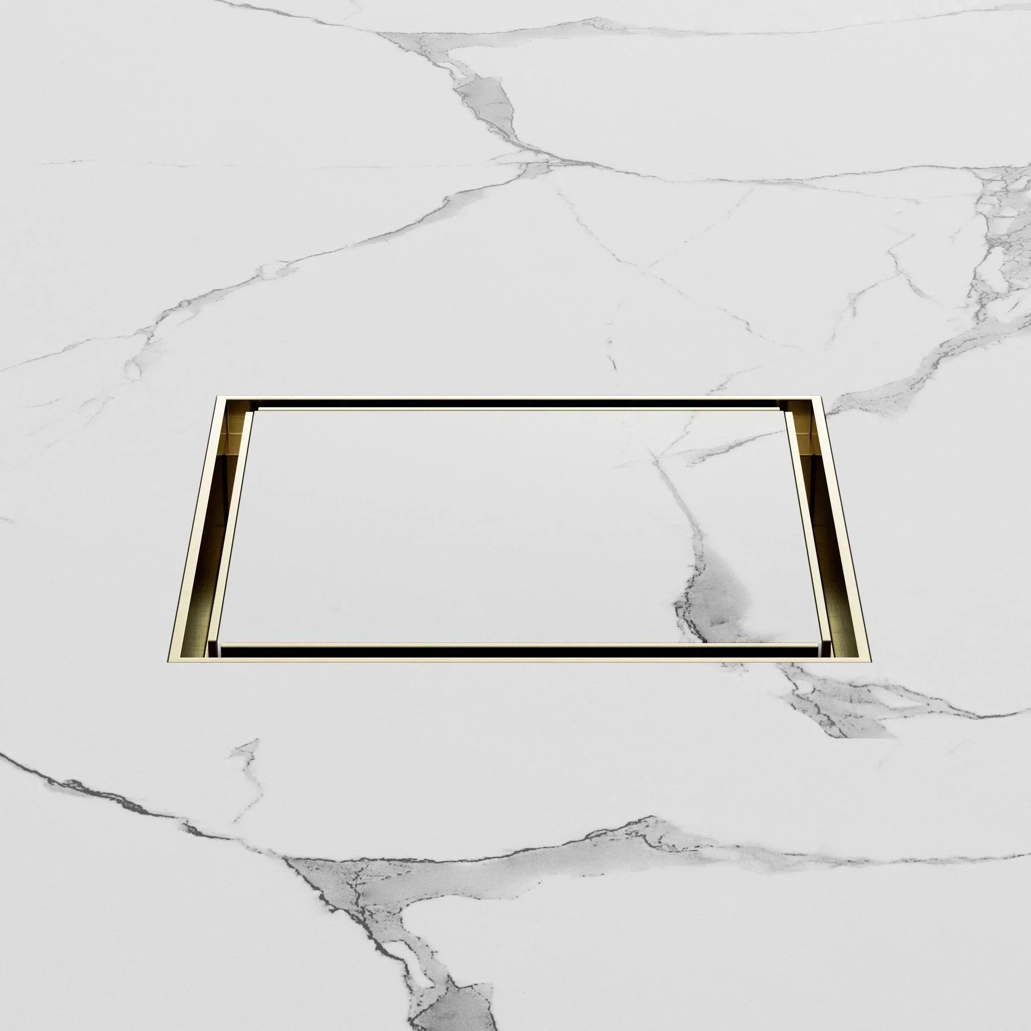 NERO 130MM SQUARE TILE INSERT FLOOR WASTE 100MM OUTLET BRUSHED GOLD - Ideal Bathroom CentreNRFW008BG